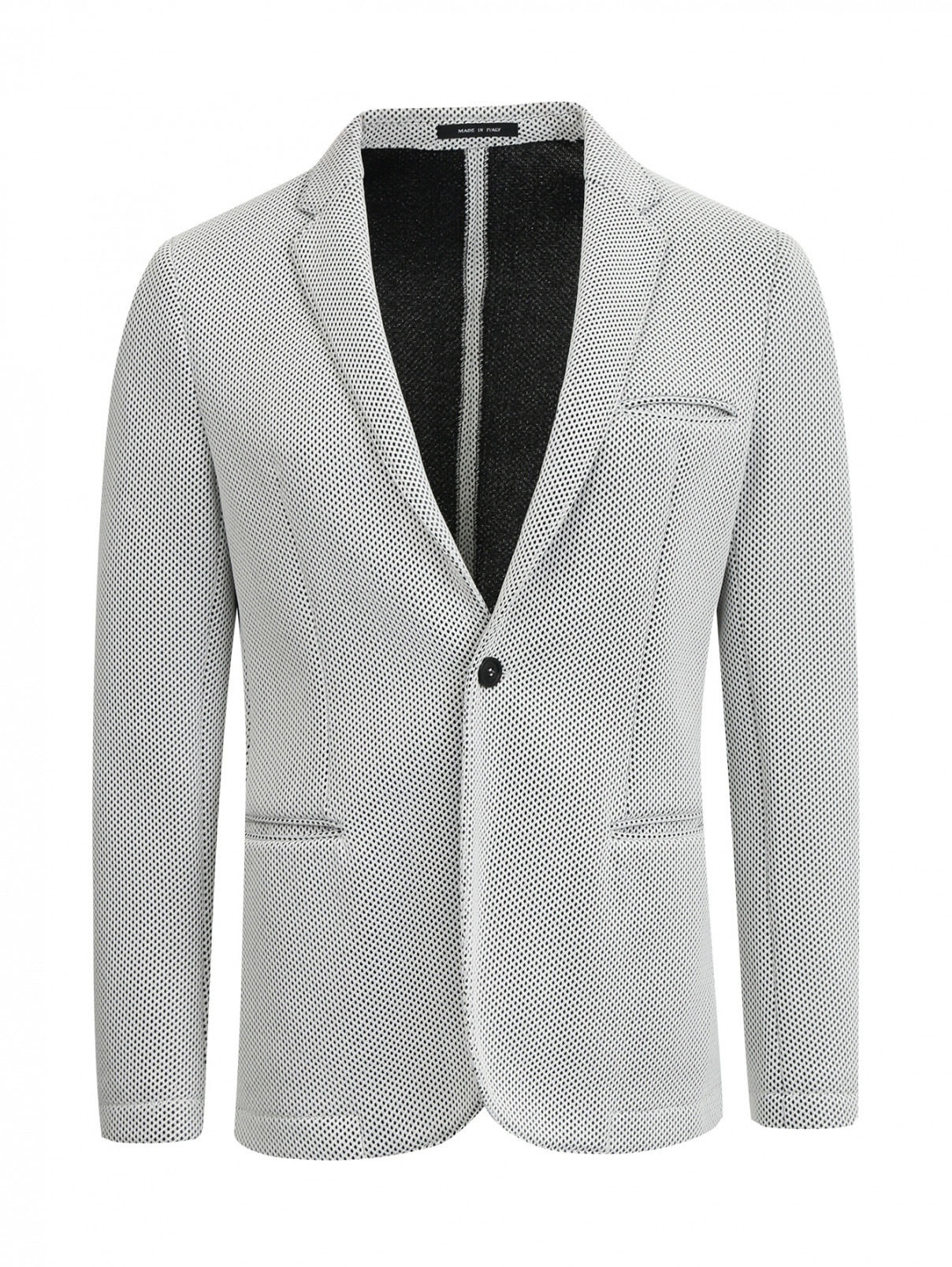 Однобортный пиджак из фактурной ткани Emporio Armani  –  Общий вид  – Цвет:  Серый