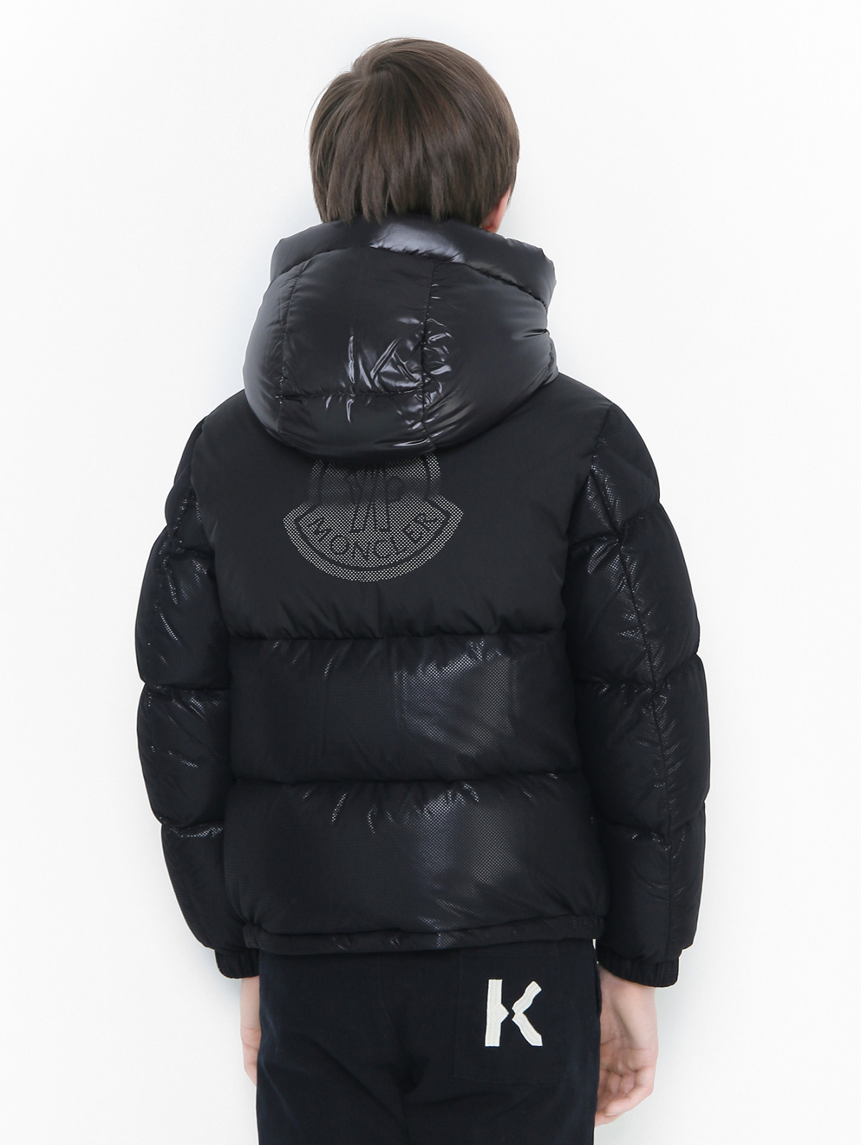 Пуховая куртка с сеткой Moncler  –  МодельВерхНиз1  – Цвет:  Черный