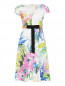 Платье из смешанного хлопка с цветочным узором и поясом в комплекте Antonio Marras  –  Общий вид