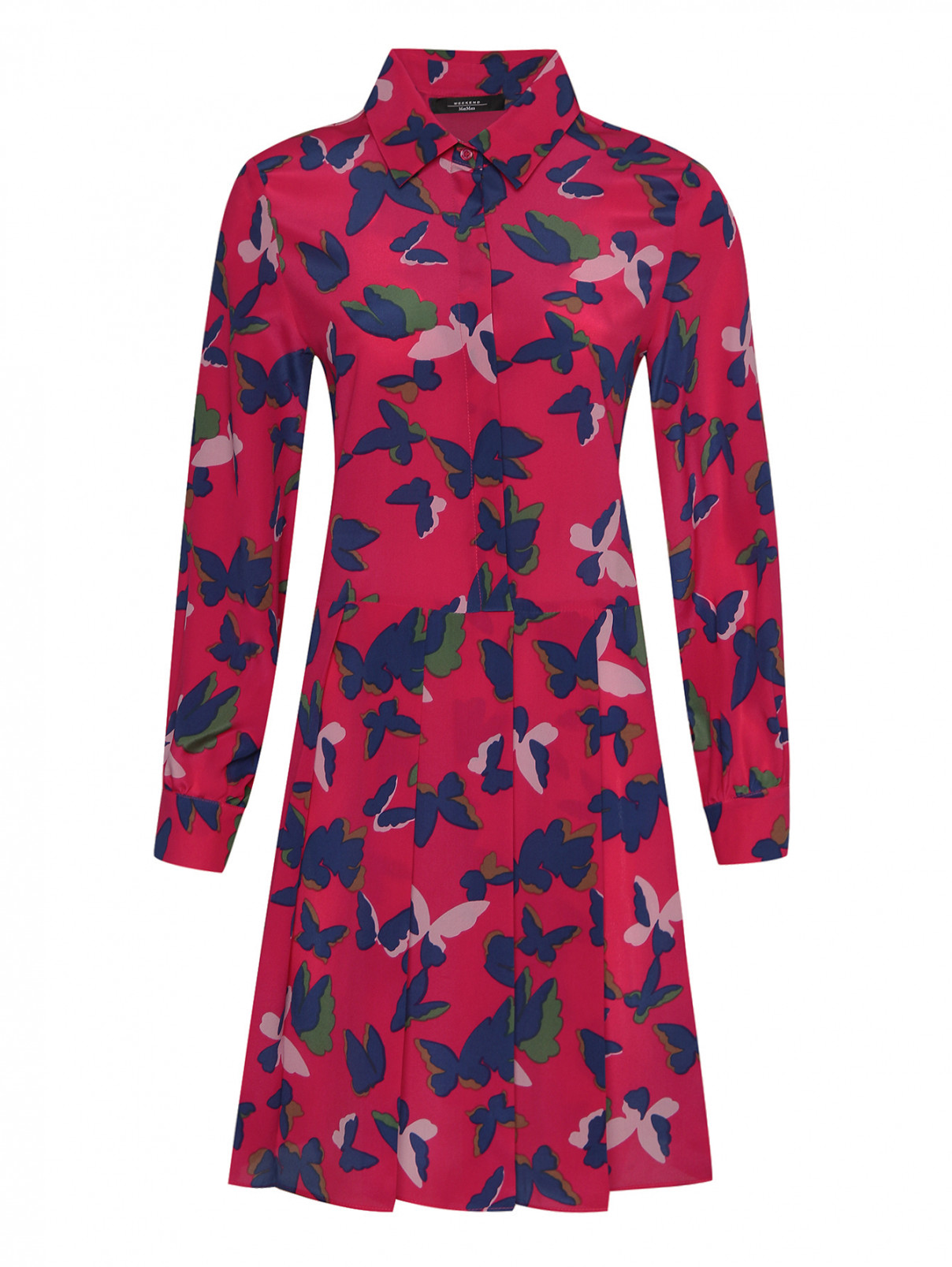 Платье из шелка с узором Weekend Max Mara  –  Общий вид  – Цвет:  Розовый