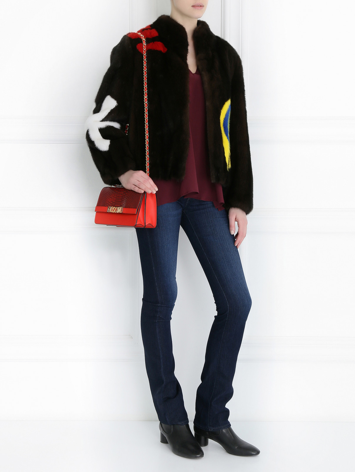 Шуба с контрастными вставками Moschino Couture  –  Модель Общий вид  – Цвет:  Коричневый