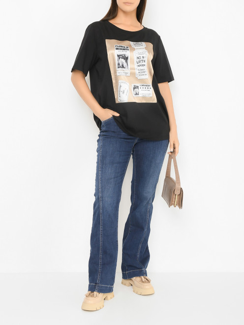 Хлопковая футболка с аппликацией Marina Rinaldi - МодельОбщийВид