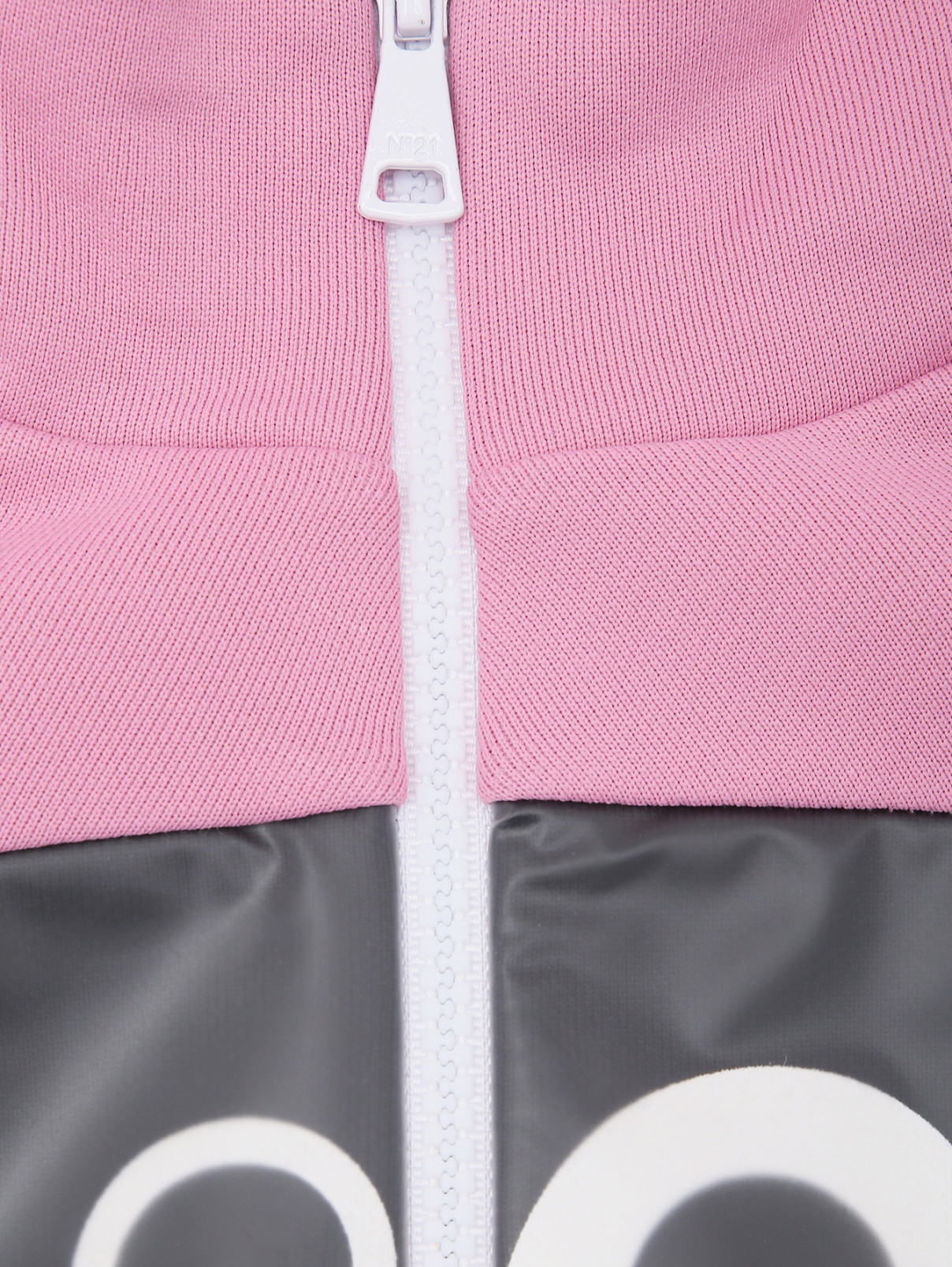 Толстовка с принтом на молнии N21  –  Деталь  – Цвет:  Розовый