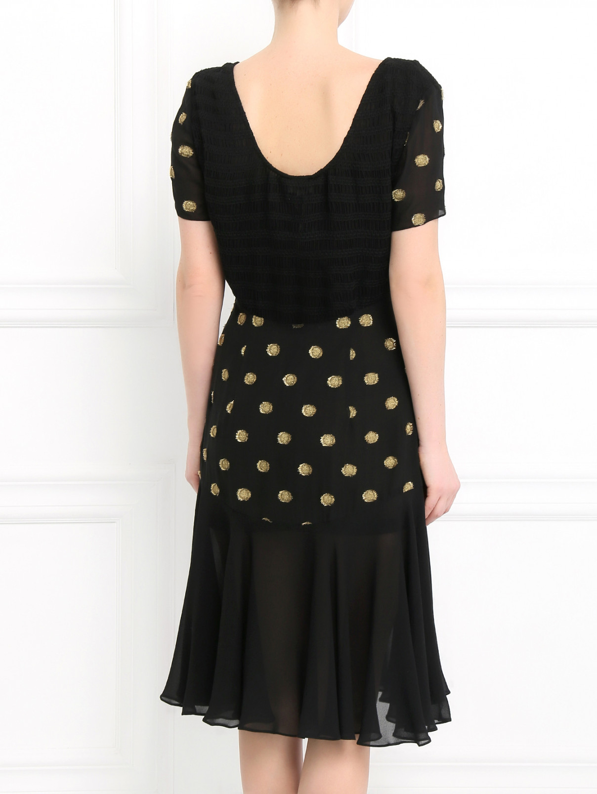 Платье из шелка с короткими рукавами Temperley London  –  Модель Верх-Низ1  – Цвет:  Черный