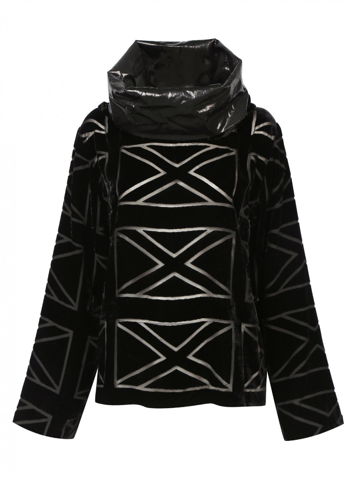 Блуза из бархата с объемным воротом Jean Paul Gaultier  –  Общий вид  – Цвет:  Черный