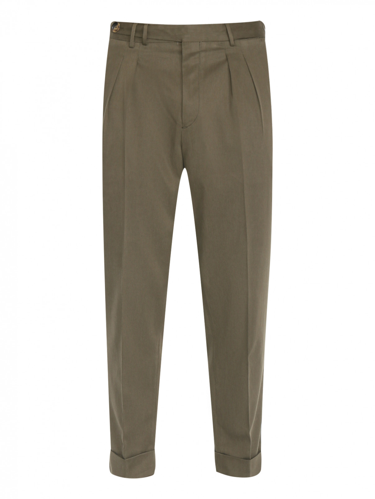 Однотонные брюки с карманами PT Torino  –  Общий вид  – Цвет:  Зеленый