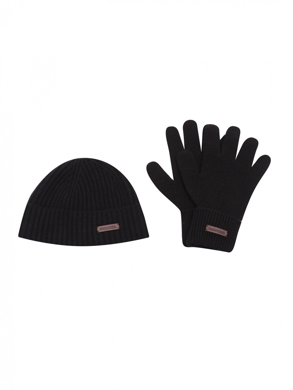 Комплект: шапка, перчатки из смешанной шерсти Dsquared2  –  Общий вид
