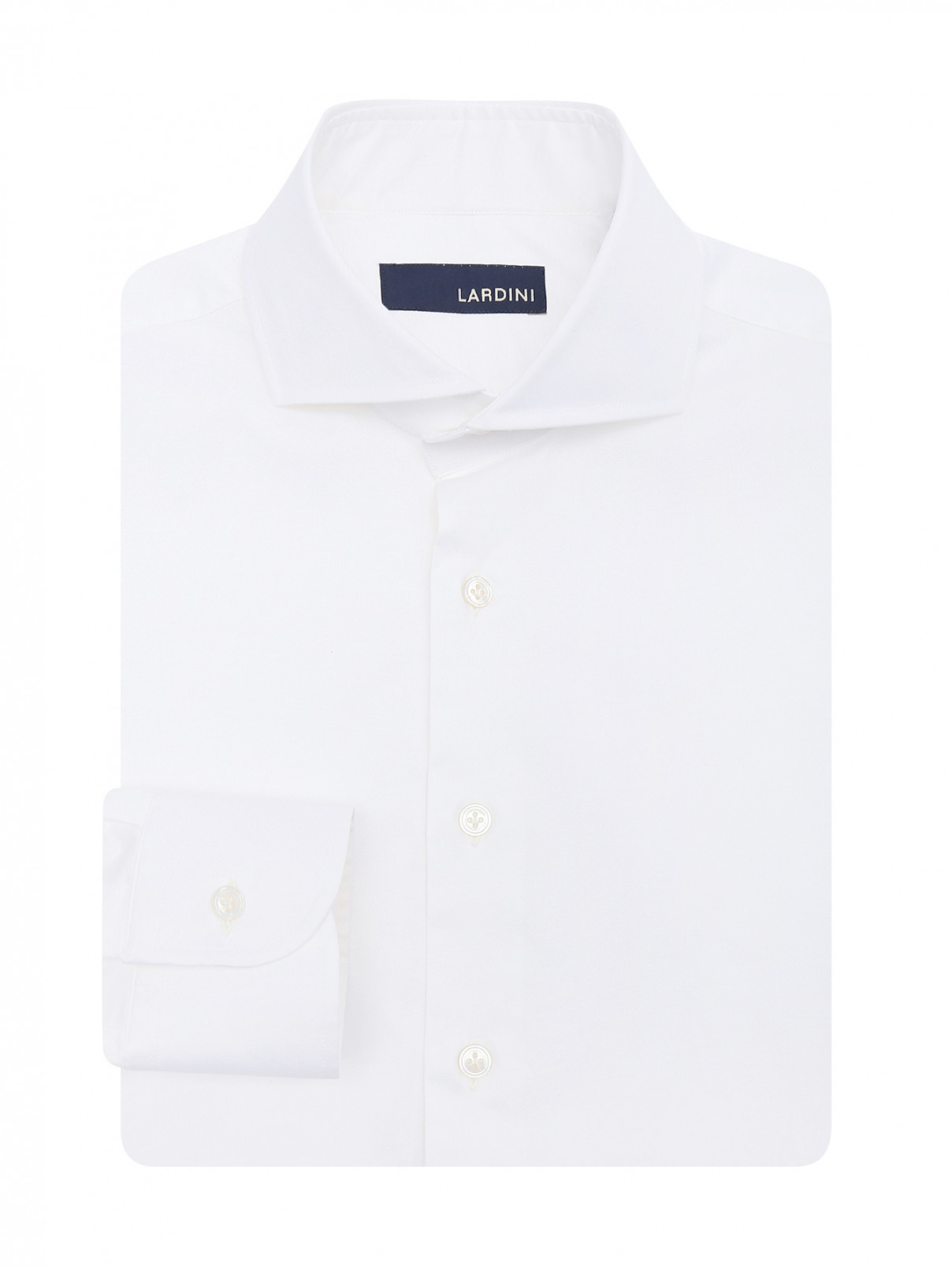 Рубашка из хлопка однотонная LARDINI  –  Общий вид  – Цвет:  Белый