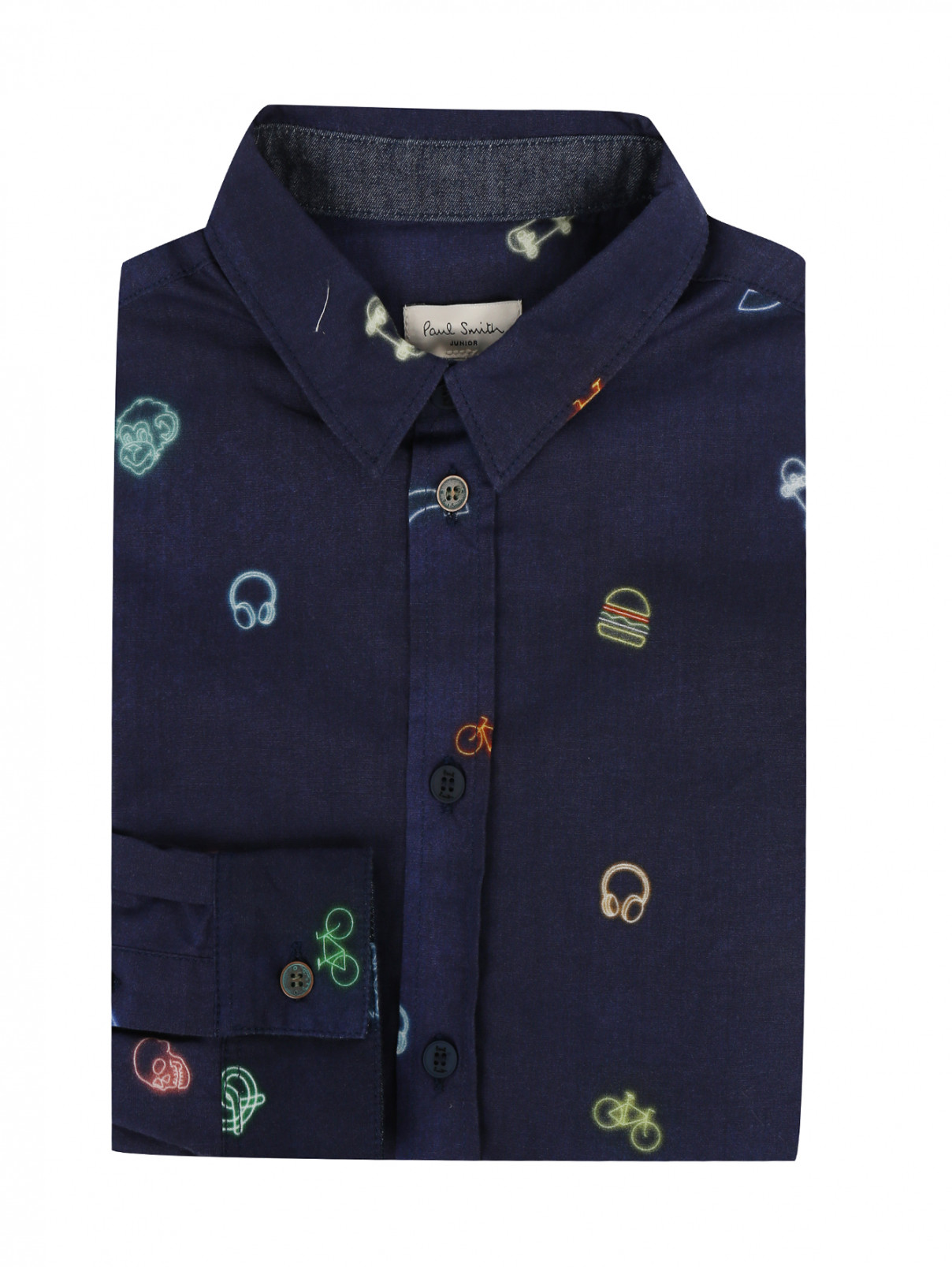 Рубашка из хлопка с узором "неон" Paul Smith Junior  –  Общий вид  – Цвет:  Узор