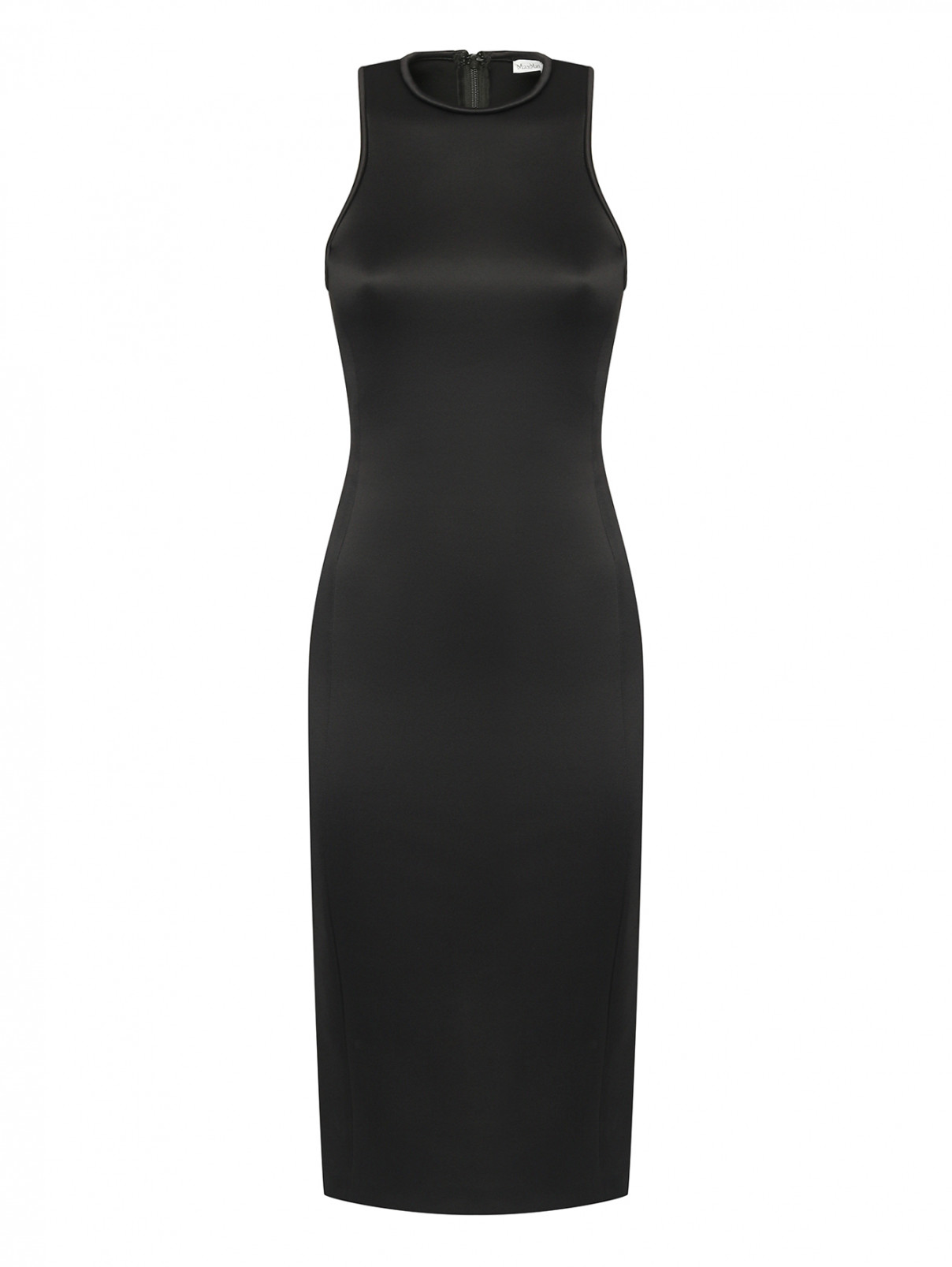 Однотонное платье-миди Max Mara  –  Общий вид  – Цвет:  Черный