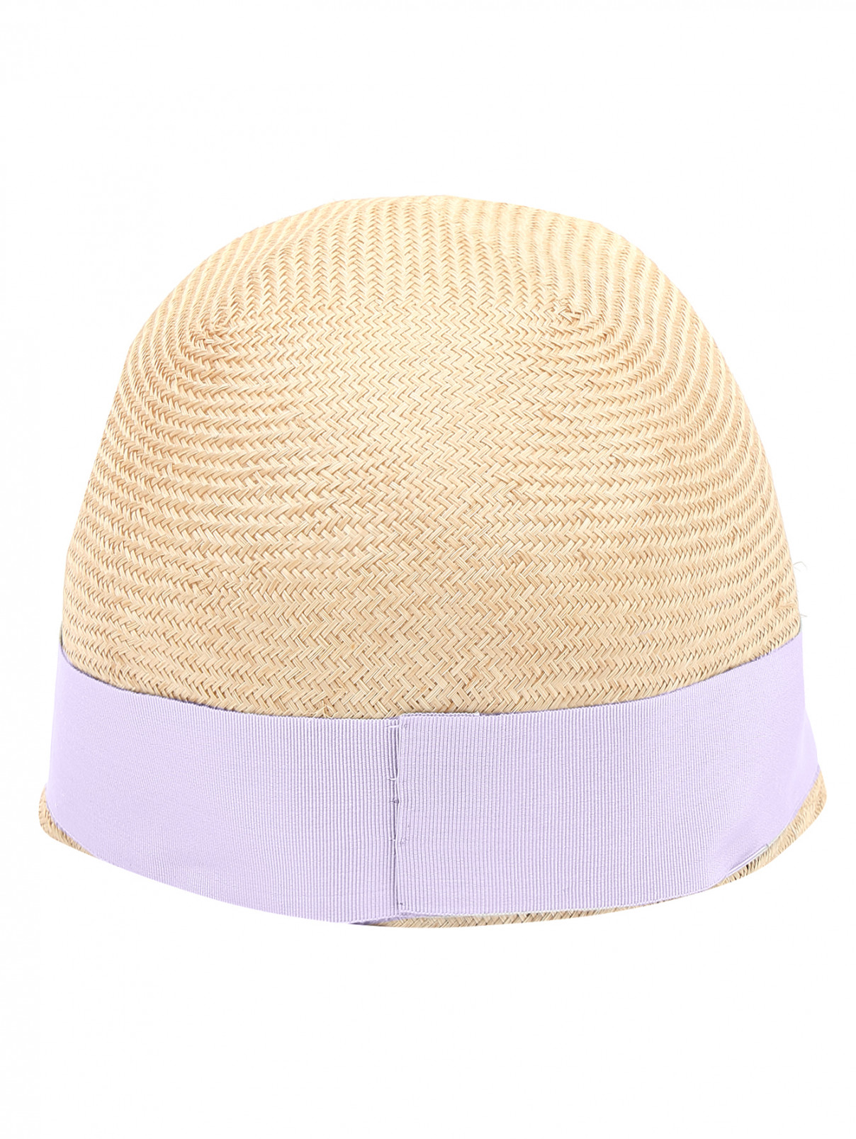 Шляпа из соломы с контрастной отделкой Federica Moretti  –  Обтравка2  – Цвет:  Бежевый