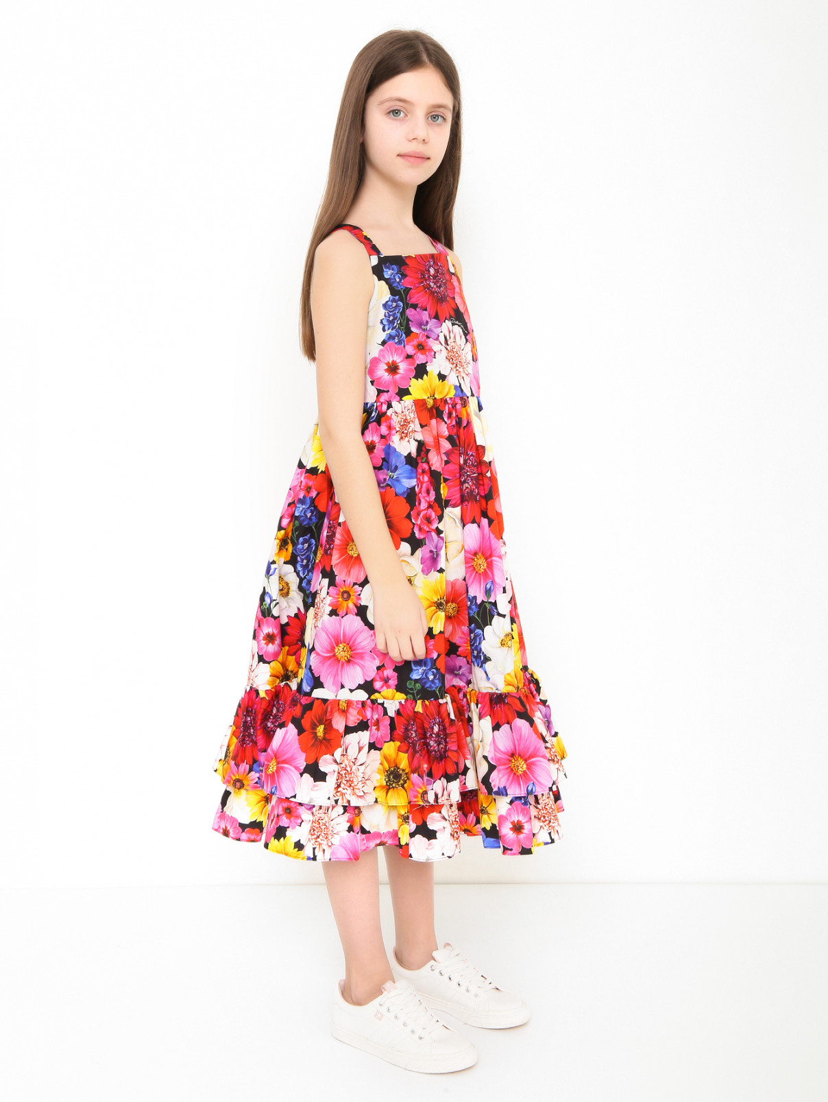 Платье из хлопка на лямках Dolce & Gabbana  –  МодельВерхНиз  – Цвет:  Узор