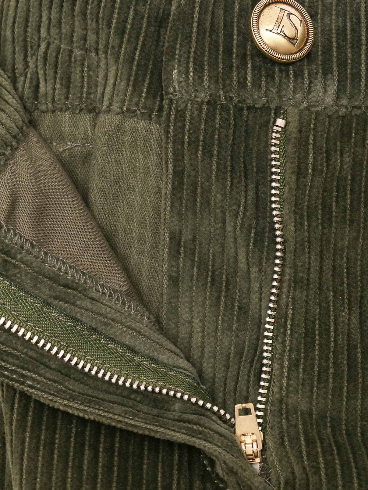 Хлопковые брюки с карманами и поясом сзади Luisa Spagnoli  –  Деталь  – Цвет:  Зеленый