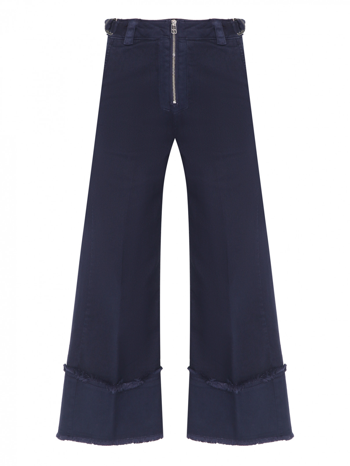Джинсы-клеш декорированные молнией и вышивкой на кармане Max&Co  –  Общий вид  – Цвет:  Синий