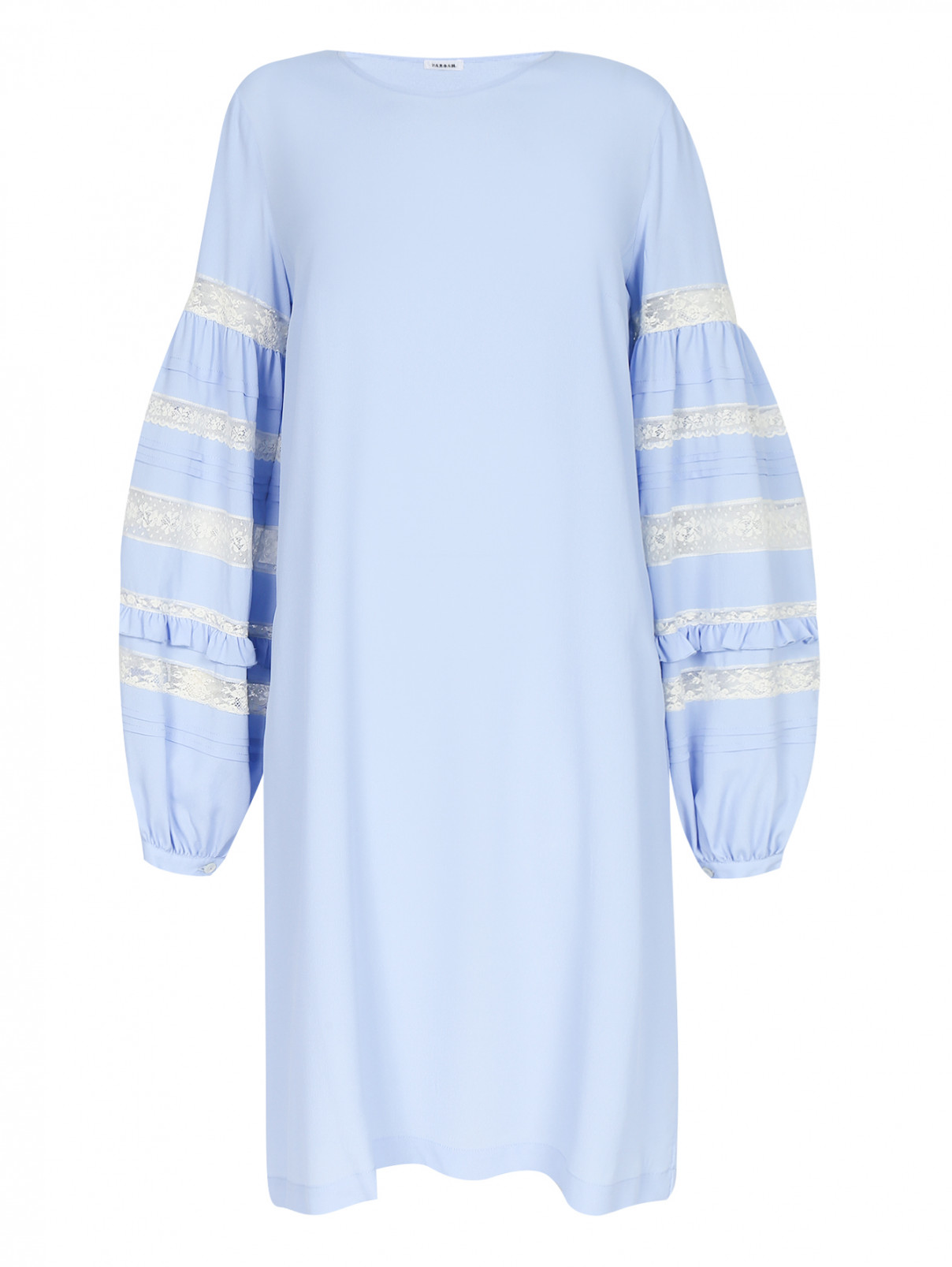 Платье свободного кроя с декоративной отделкой из кружева P.A.R.O.S.H.  –  Общий вид  – Цвет:  Синий