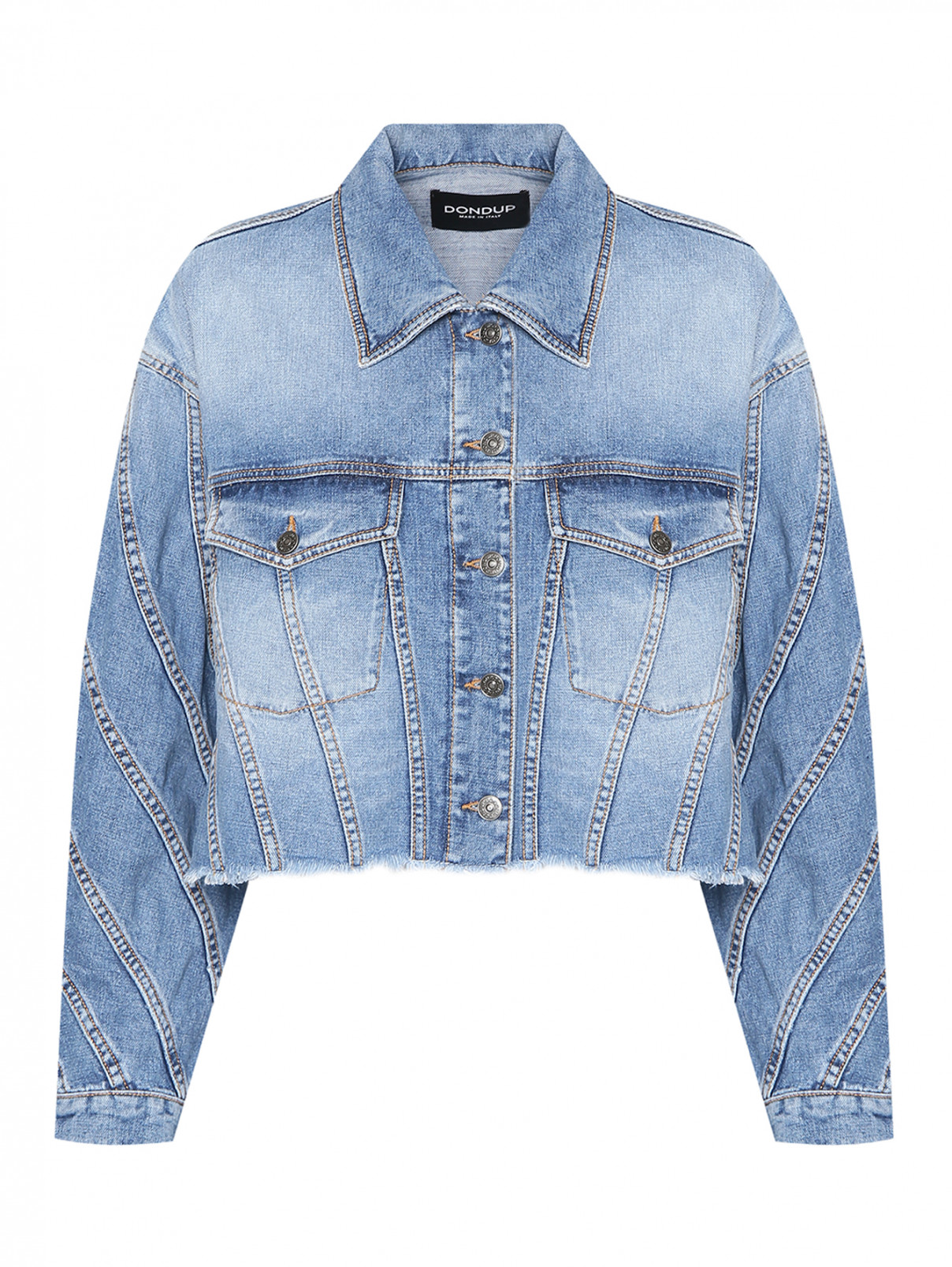 Укороченная джинсовая куртка свободного кроя Dondup  –  Общий вид  – Цвет:  Синий