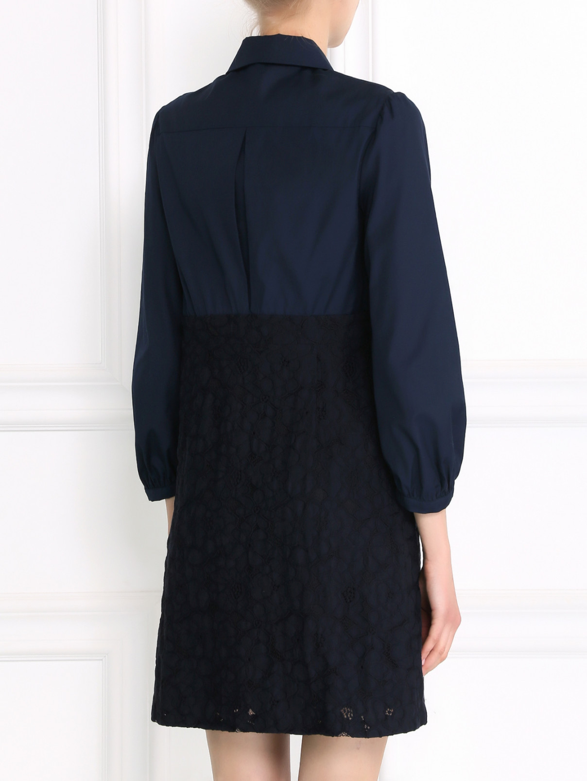 Платье-мини с кружевной юбкой Tara Jarmon  –  Модель Верх-Низ1  – Цвет:  Синий