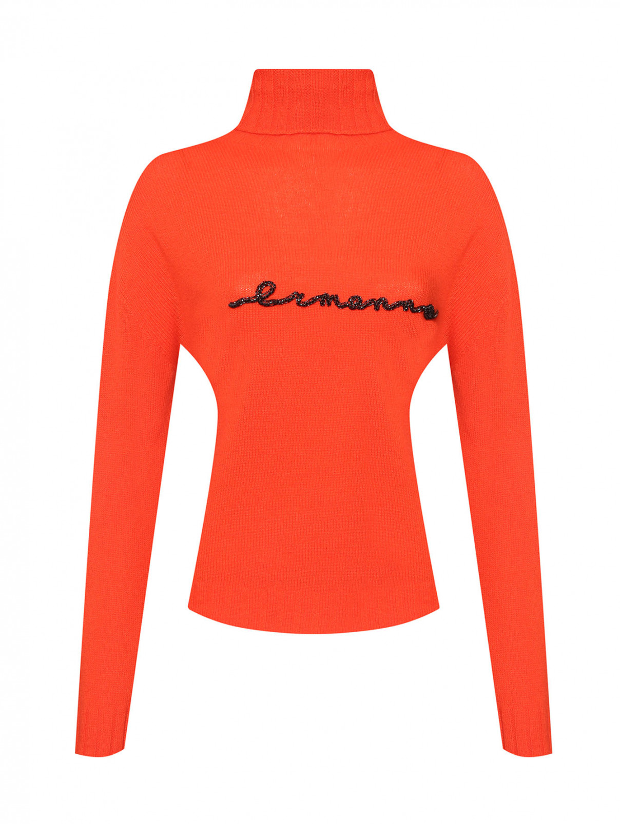 Свитер из шерсти и кашемира с логотипом Ermanno Firenze  –  Общий вид  – Цвет:  Оранжевый