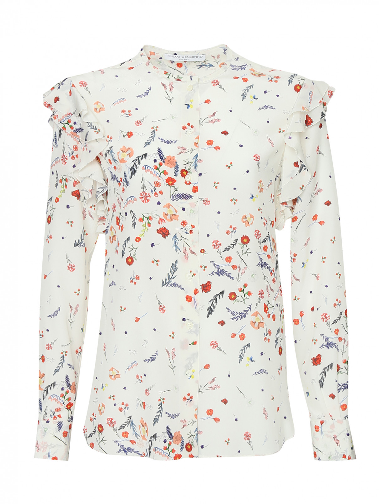 Блуза из шелка с оборками Ermanno Scervino  –  Общий вид  – Цвет:  Белый
