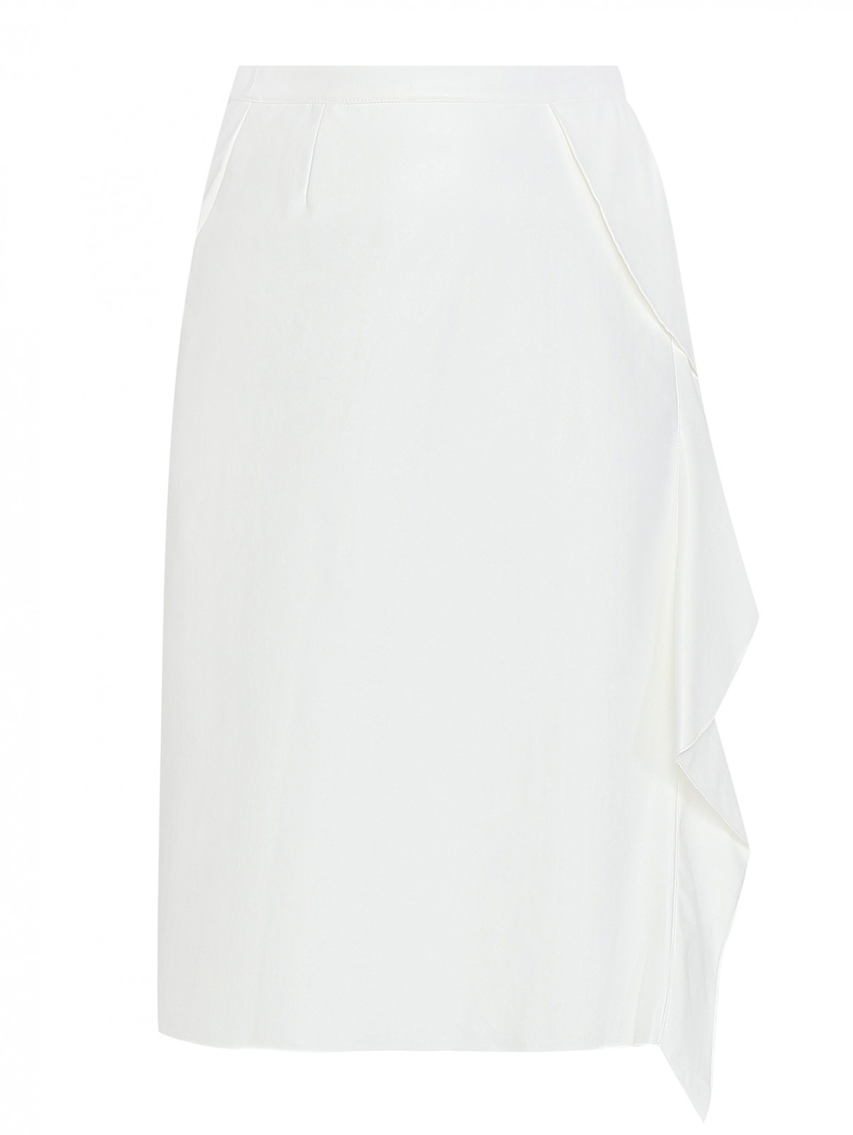 Юбка из искусственной кожи с воланом Marina Rinaldi  –  Общий вид  – Цвет:  Белый