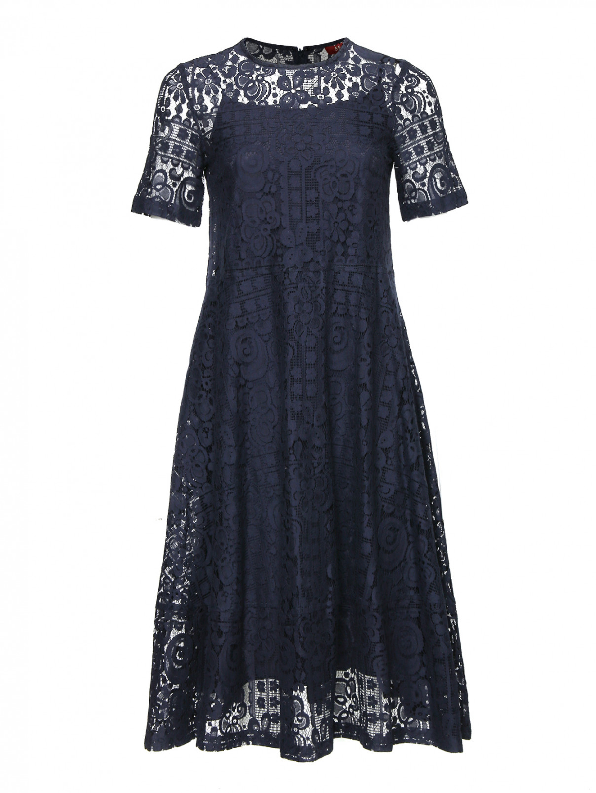 Платье-миди из кружева Max Mara  –  Общий вид  – Цвет:  Синий