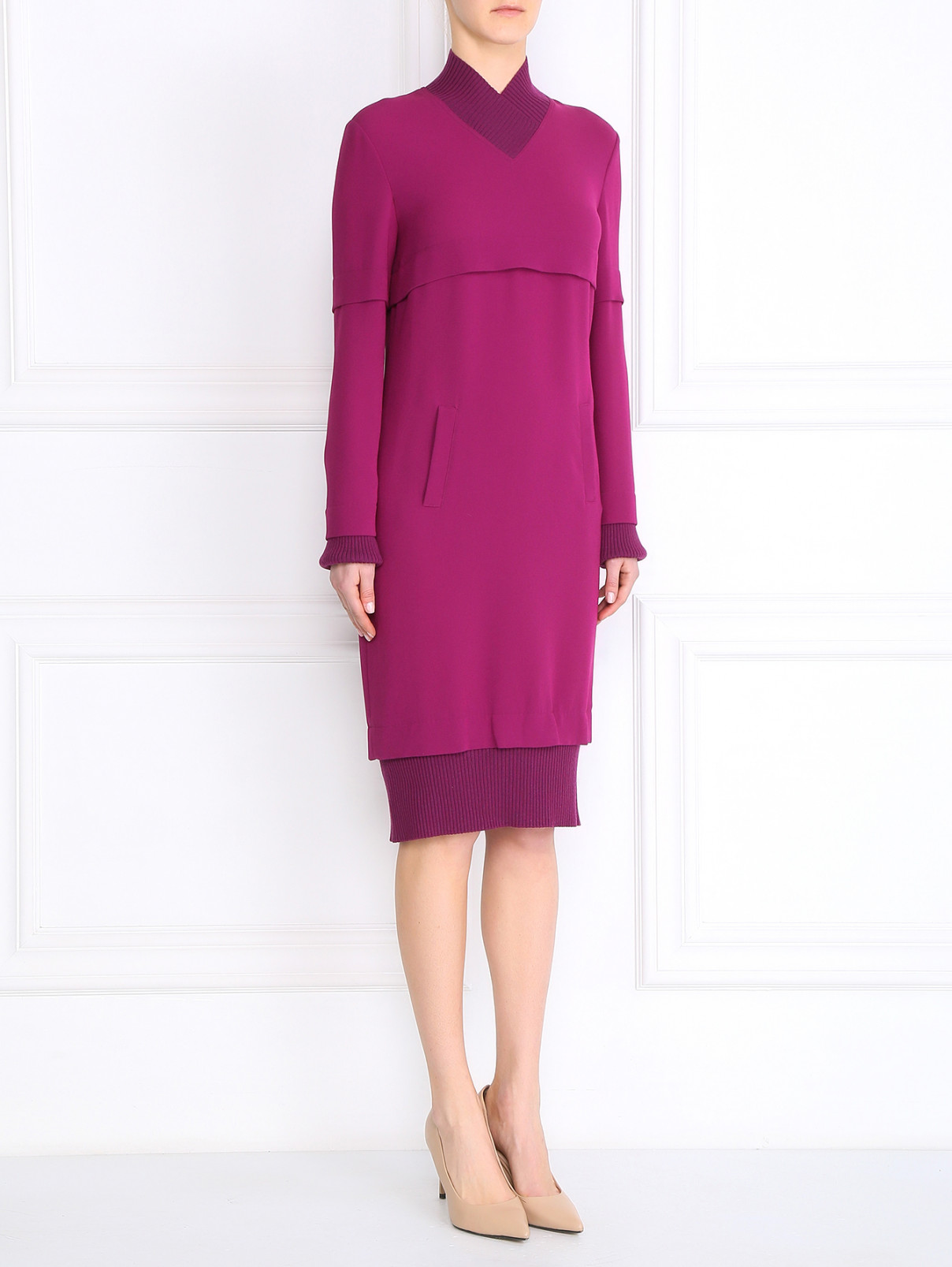 Платье прямого фасона с двумя боковыми карманами Jean Paul Gaultier  –  Модель Общий вид  – Цвет:  Фиолетовый