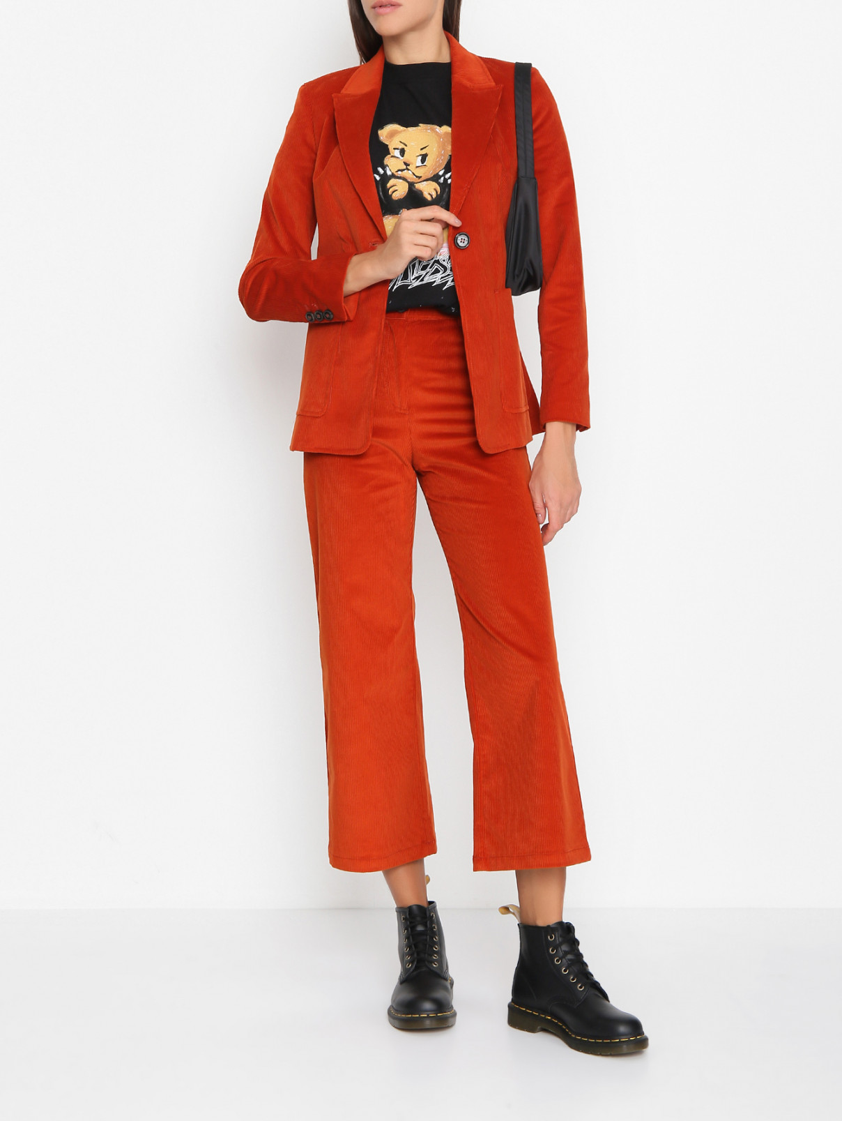 Однотонный жакет из велюра с карманами Max&Co  –  МодельОбщийВид  – Цвет:  Оранжевый