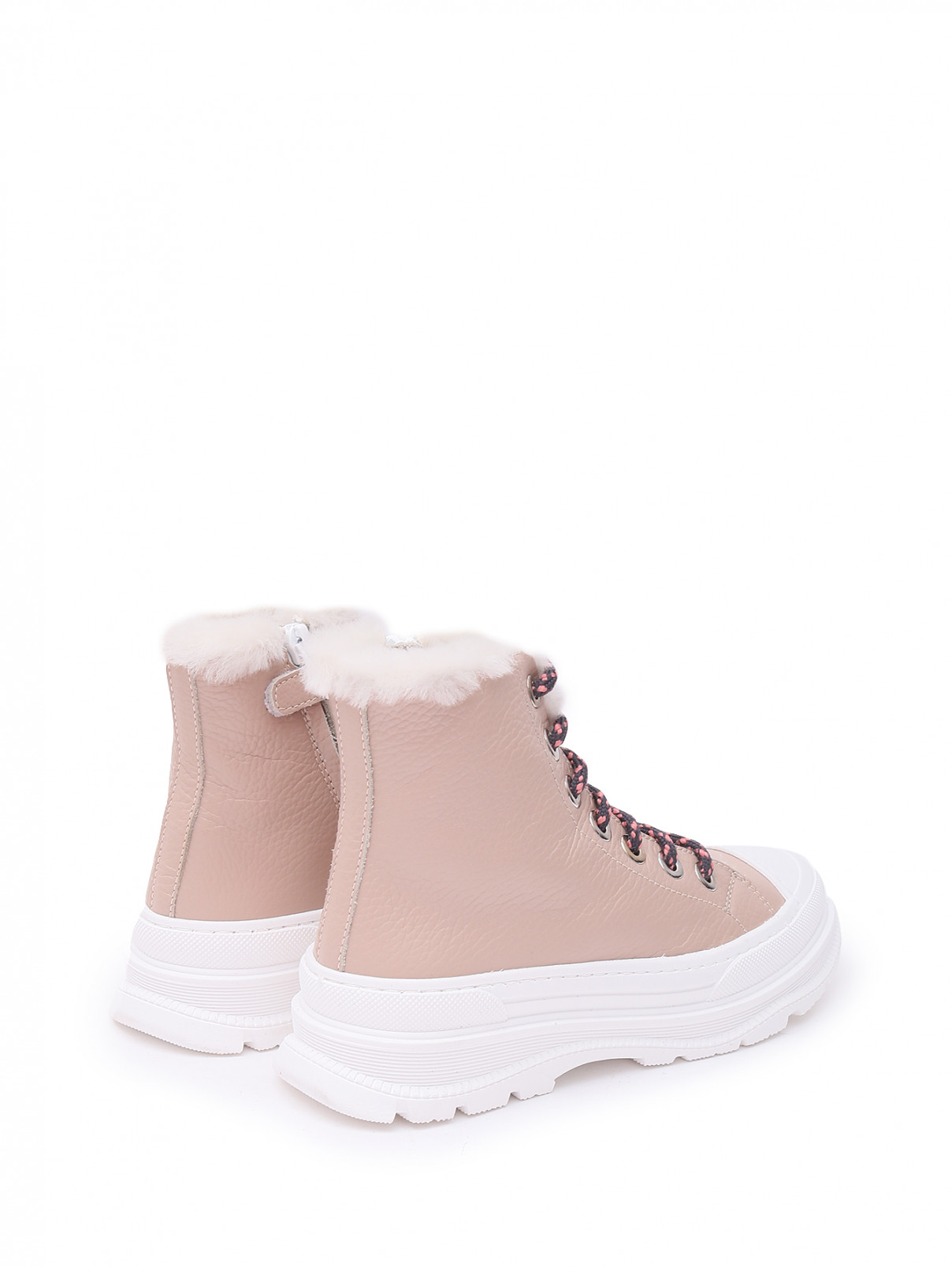 Утепленные кожаные ботинки Gallucci  –  Обтравка2  – Цвет:  Бежевый