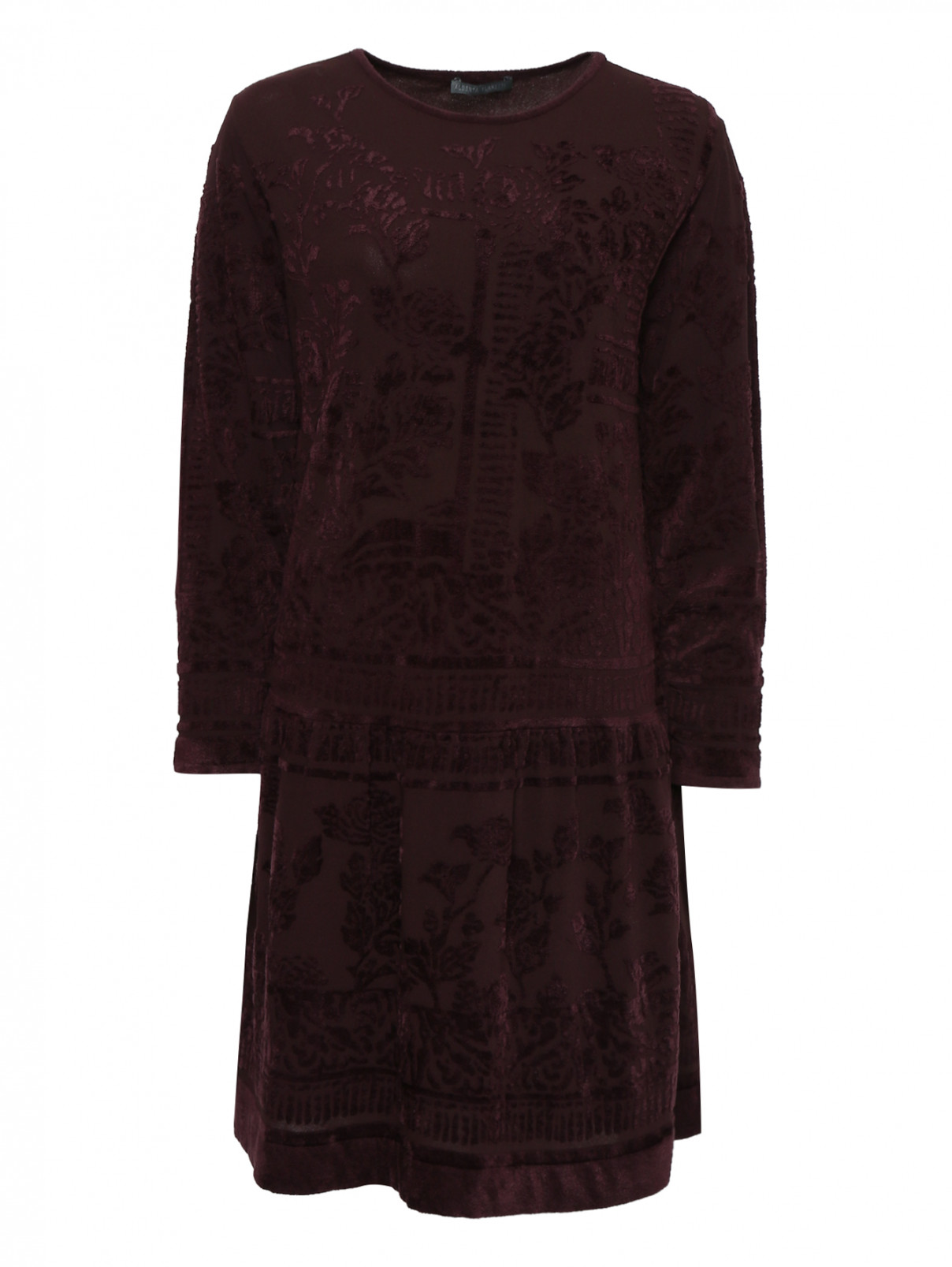 Платье с узором, со сборкой Alberta Ferretti  –  Общий вид  – Цвет:  Красный