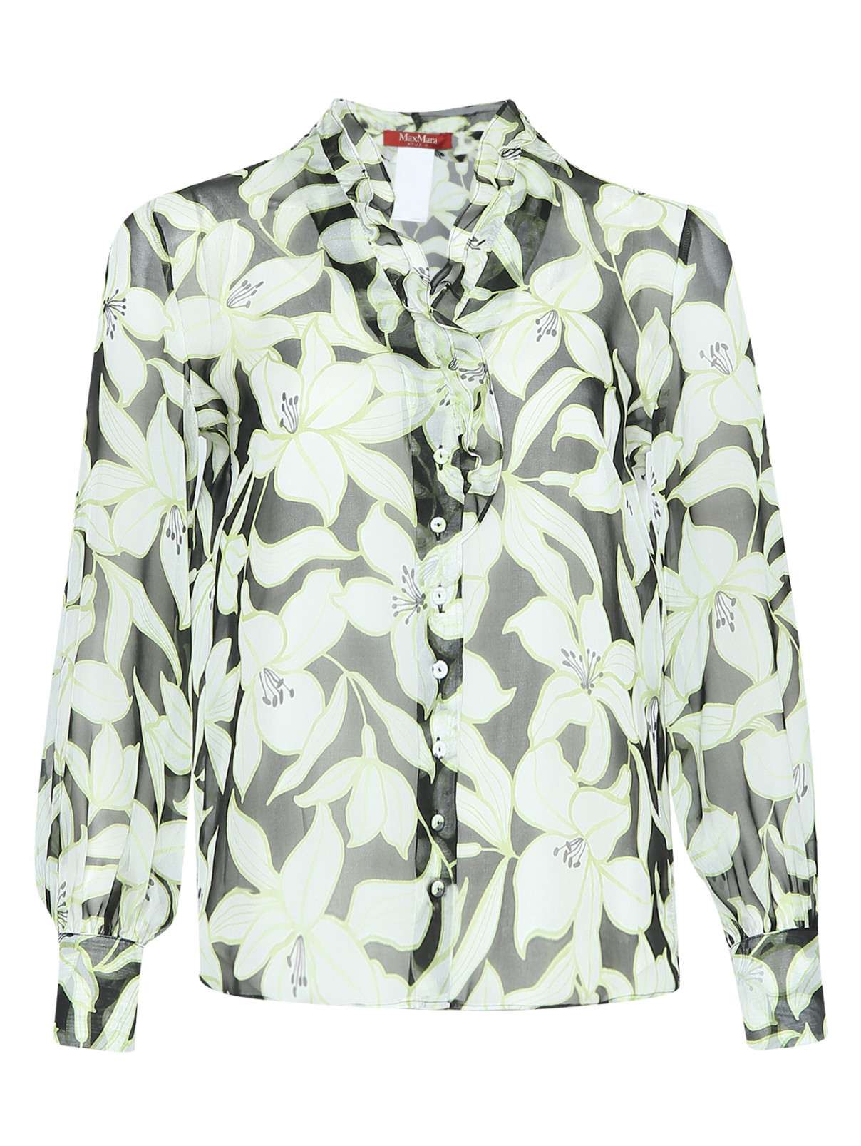 Блуза из шелка с узором Max Mara  –  Общий вид  – Цвет:  Узор