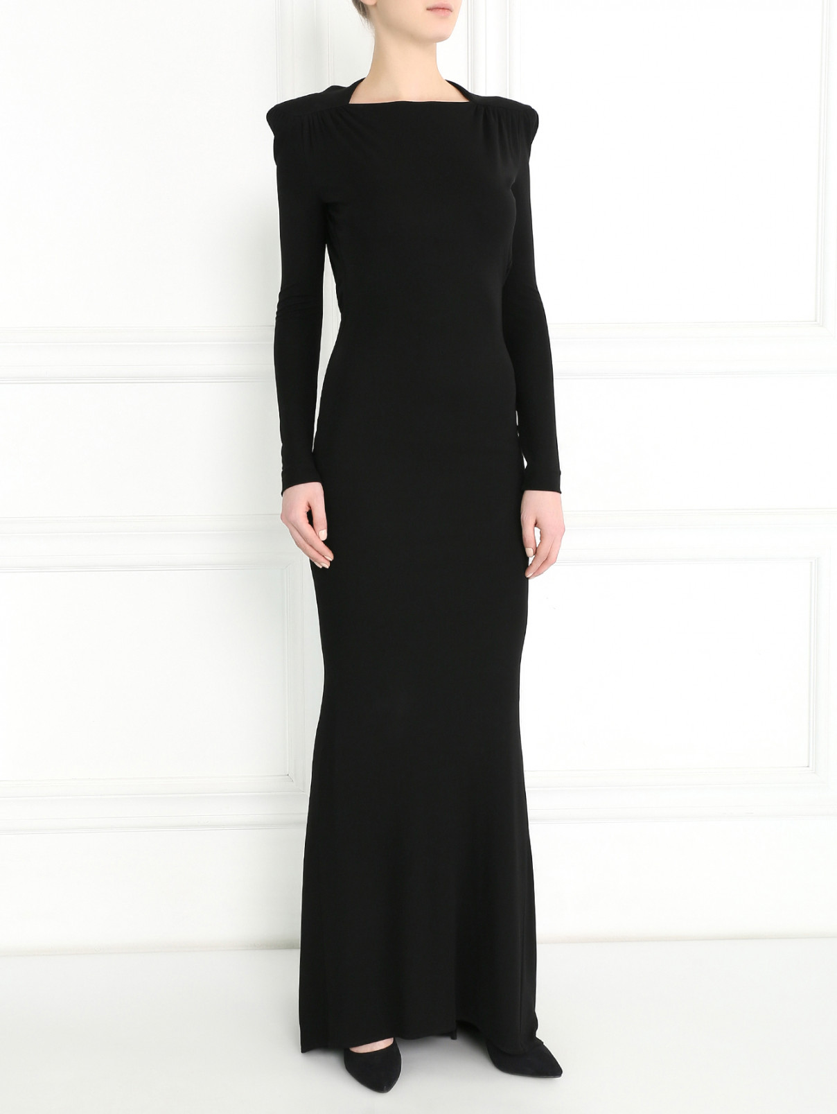 Трикотажное платье-макси с длинными рукавами Dsquared2  –  Модель Общий вид  – Цвет:  Черный