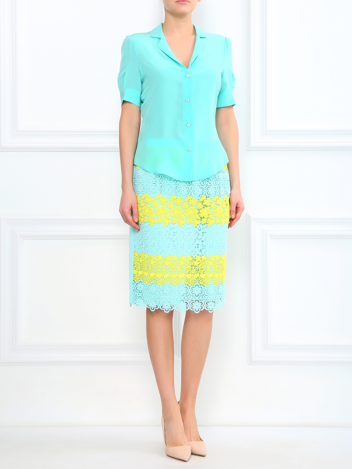 Блуза из шелка Moschino Couture  –  Модель Общий вид  – Цвет:  Зеленый