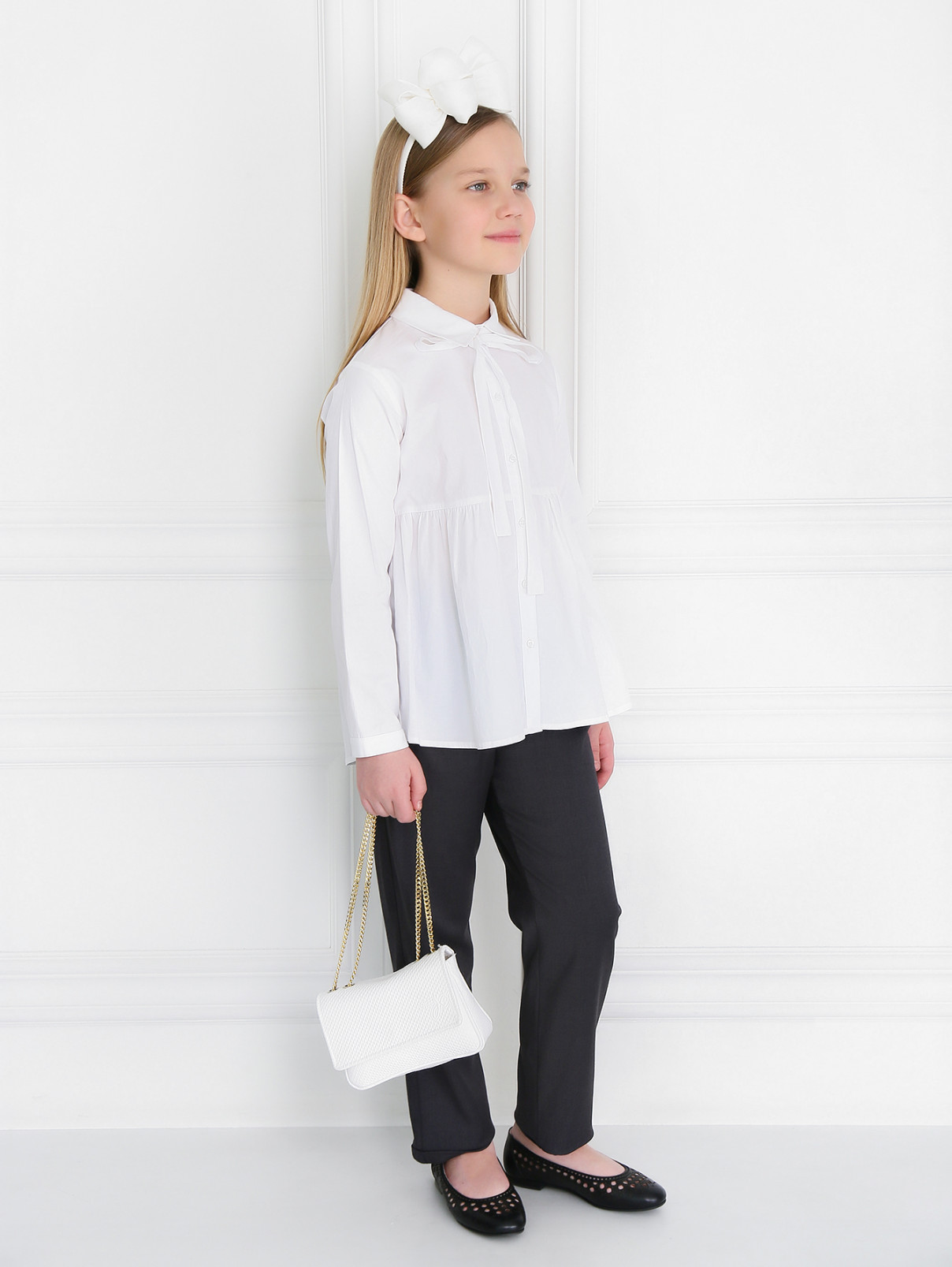 Брюки свободного кроя с поясом Aletta Couture  –  Модель Общий вид  – Цвет:  Серый
