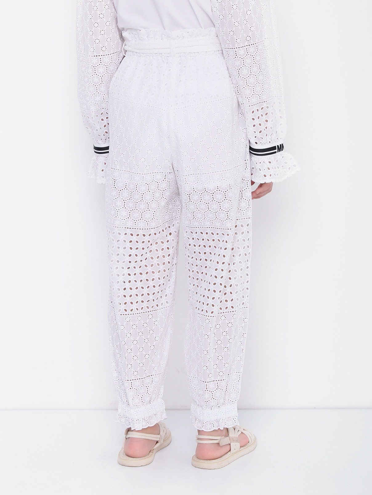 Хлопковые брюки из шитья MONNALISA  –  МодельВерхНиз1  – Цвет:  Белый
