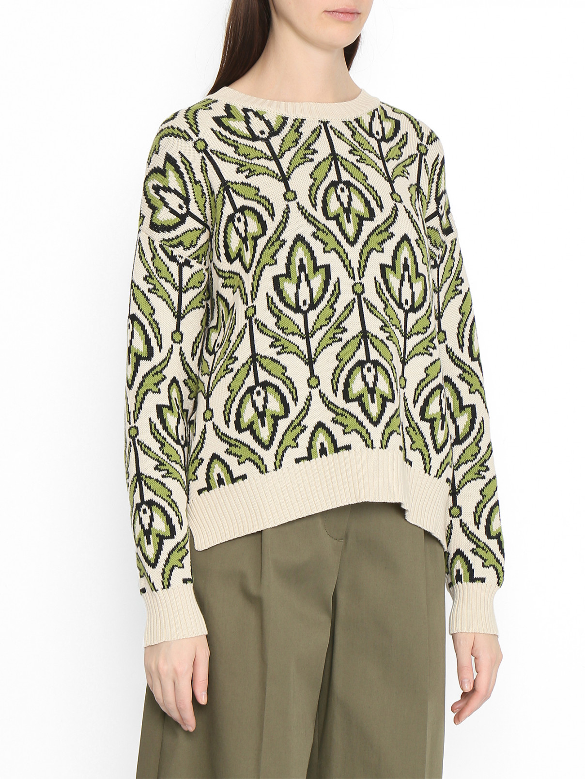 Джемпер из хлопка с узором Weekend Max Mara  –  МодельВерхНиз  – Цвет:  Узор
