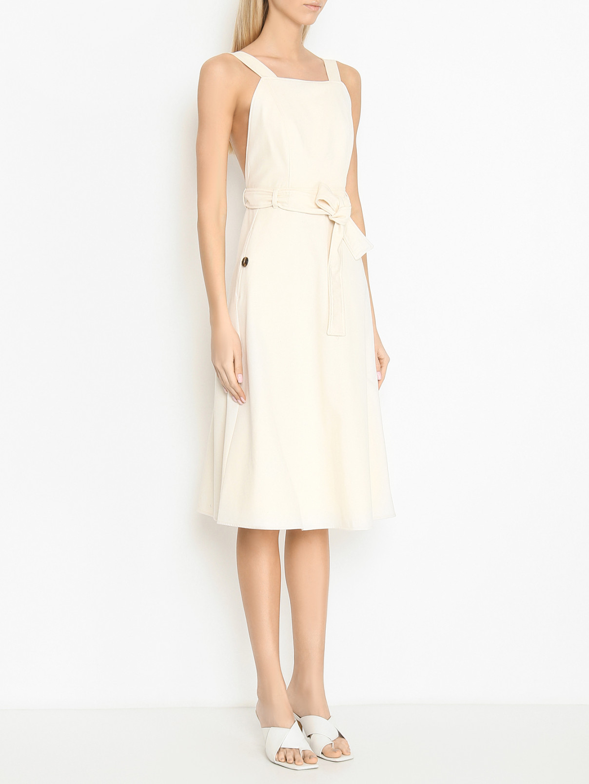 Платье на бретелях из хлопка Weekend Max Mara  –  МодельВерхНиз  – Цвет:  Бежевый