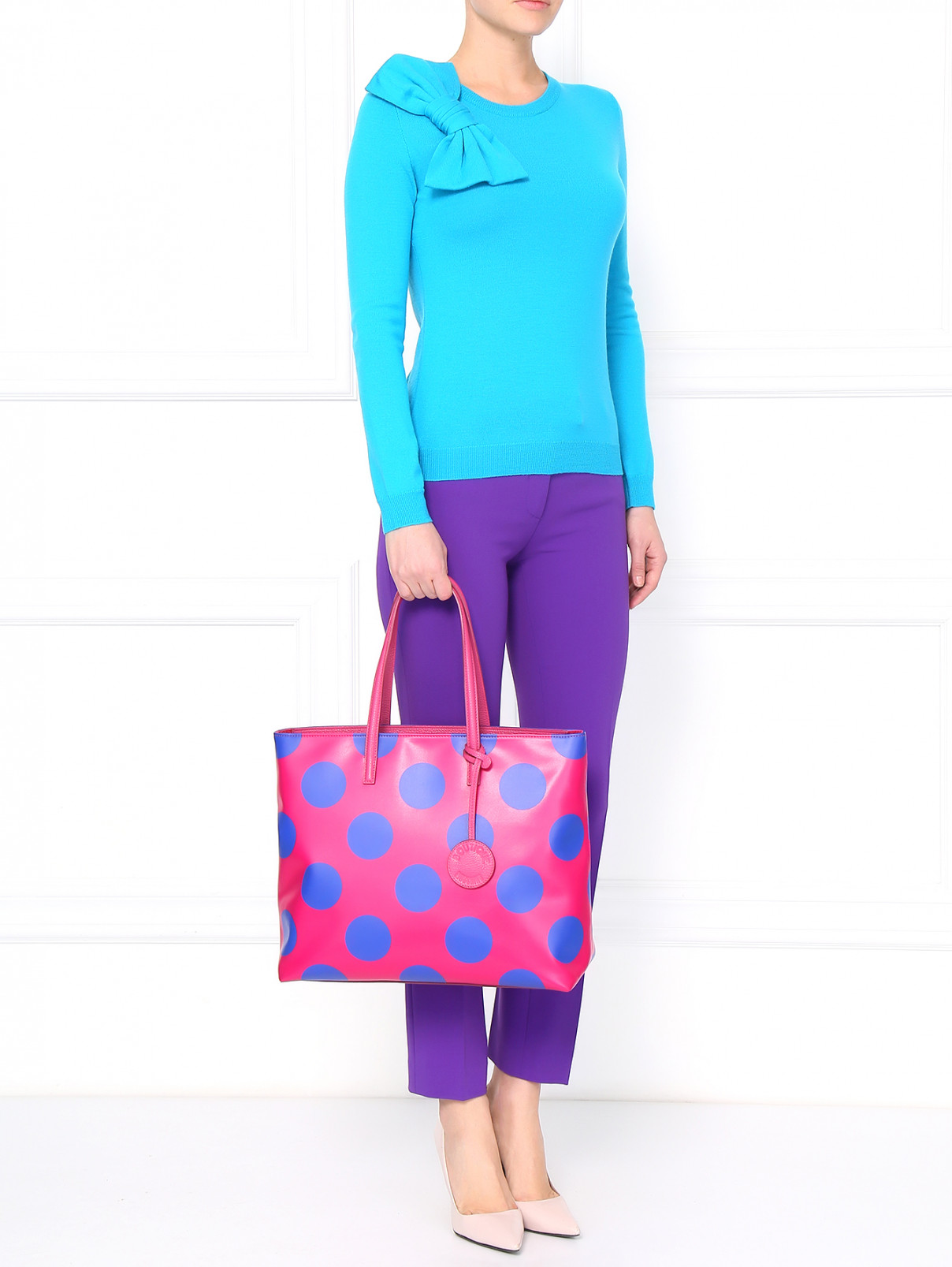 Сумка-шоппер с принтом Moschino Boutique  –  Модель Общий вид  – Цвет:  Розовый
