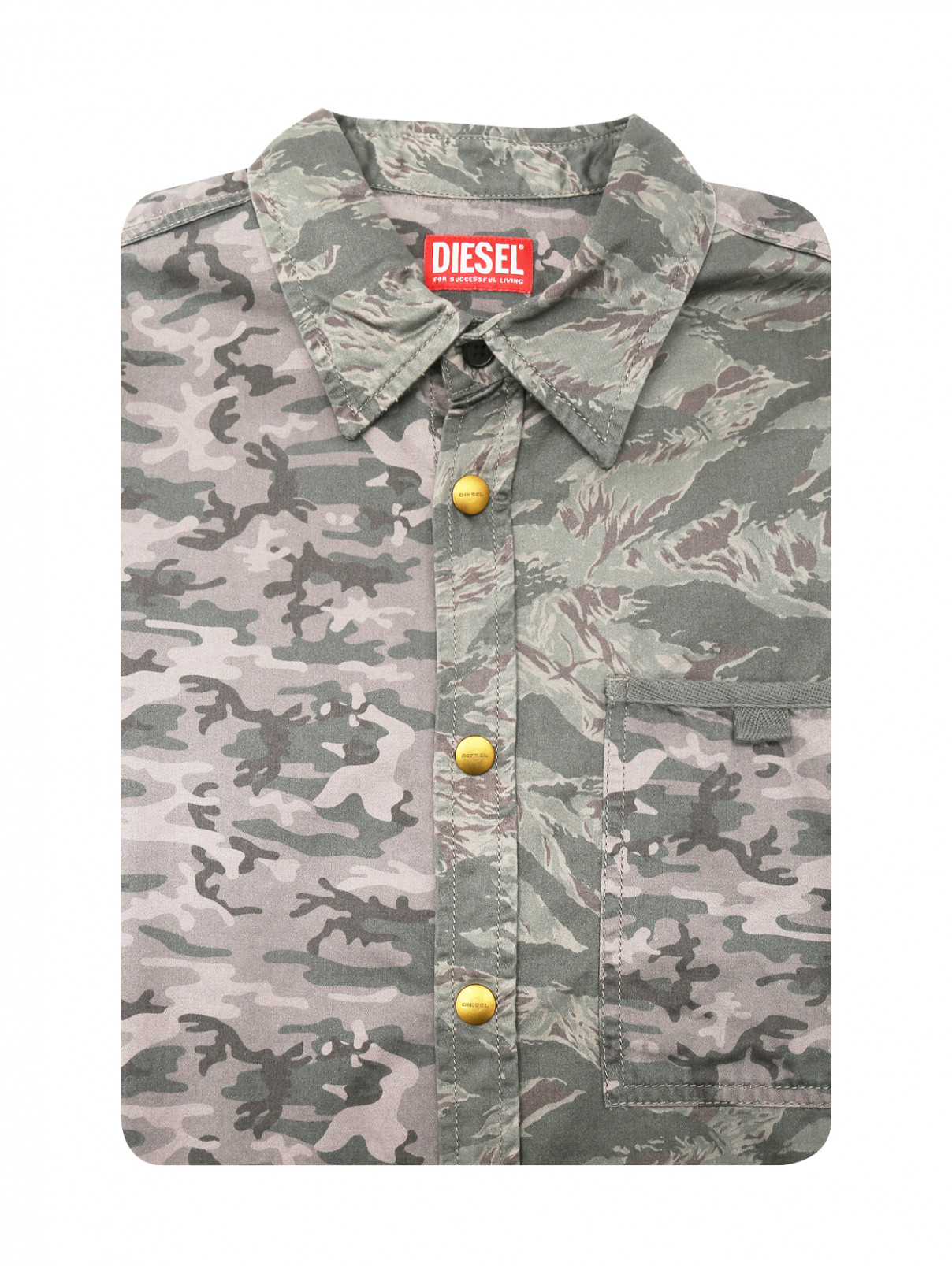 Рубашка с узором милитари Diesel  –  Общий вид  – Цвет:  Узор