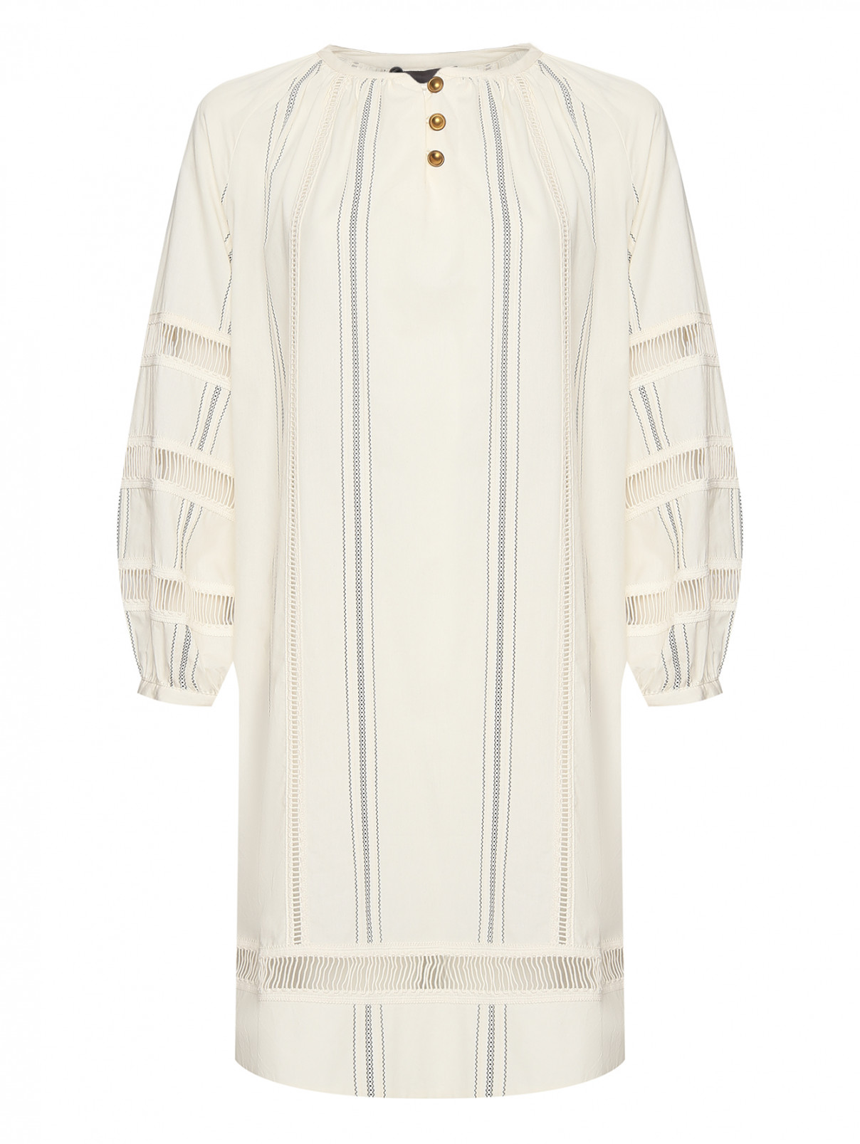 Платье прямого кроя с вышивкой Lorena Antoniazzi  –  Общий вид  – Цвет:  Белый