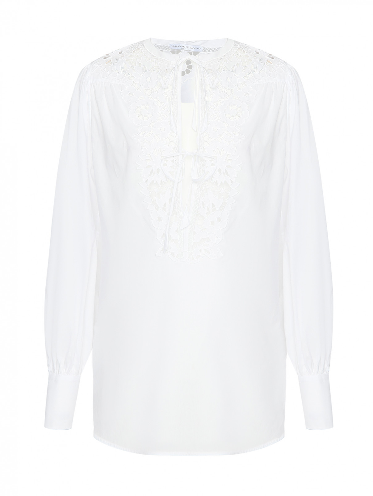 Блуза из хлопка с декором Ermanno Scervino  –  Общий вид  – Цвет:  Белый
