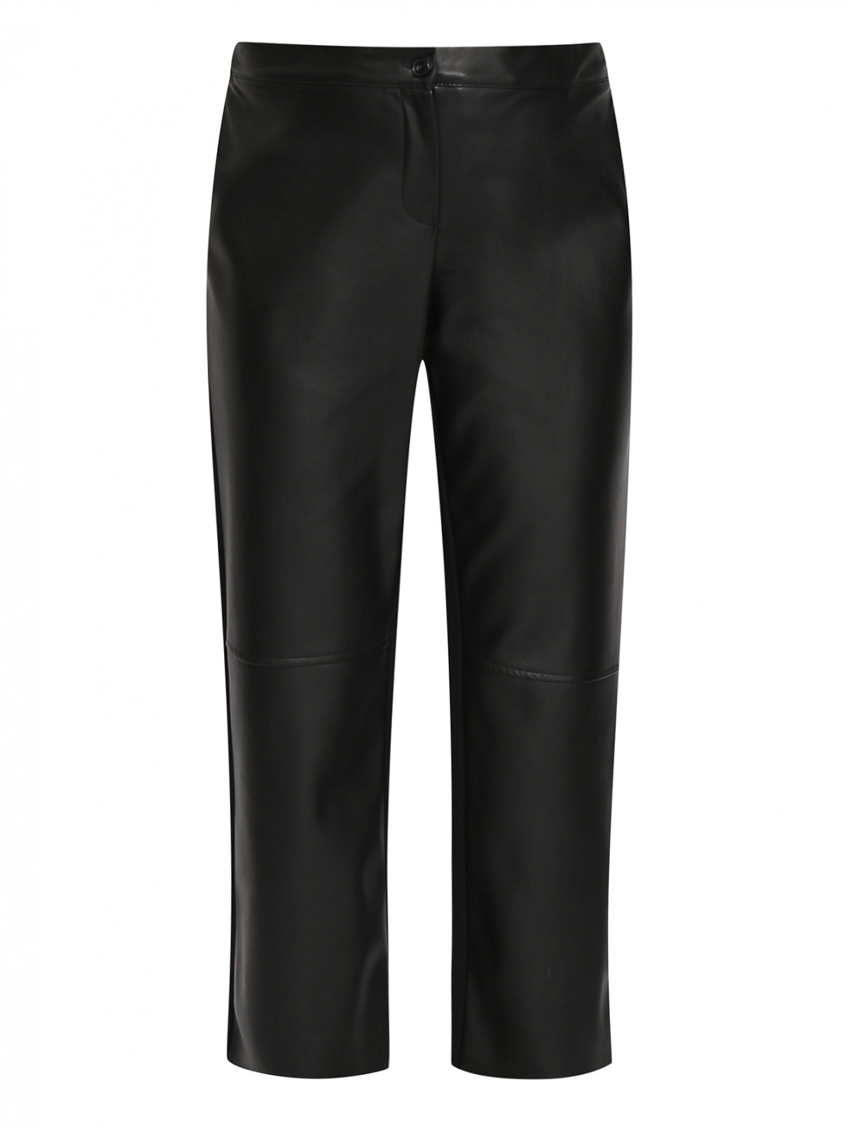 Комбинированные брюки из эко-кожи Persona by Marina Rinaldi  –  Общий вид  – Цвет:  Черный