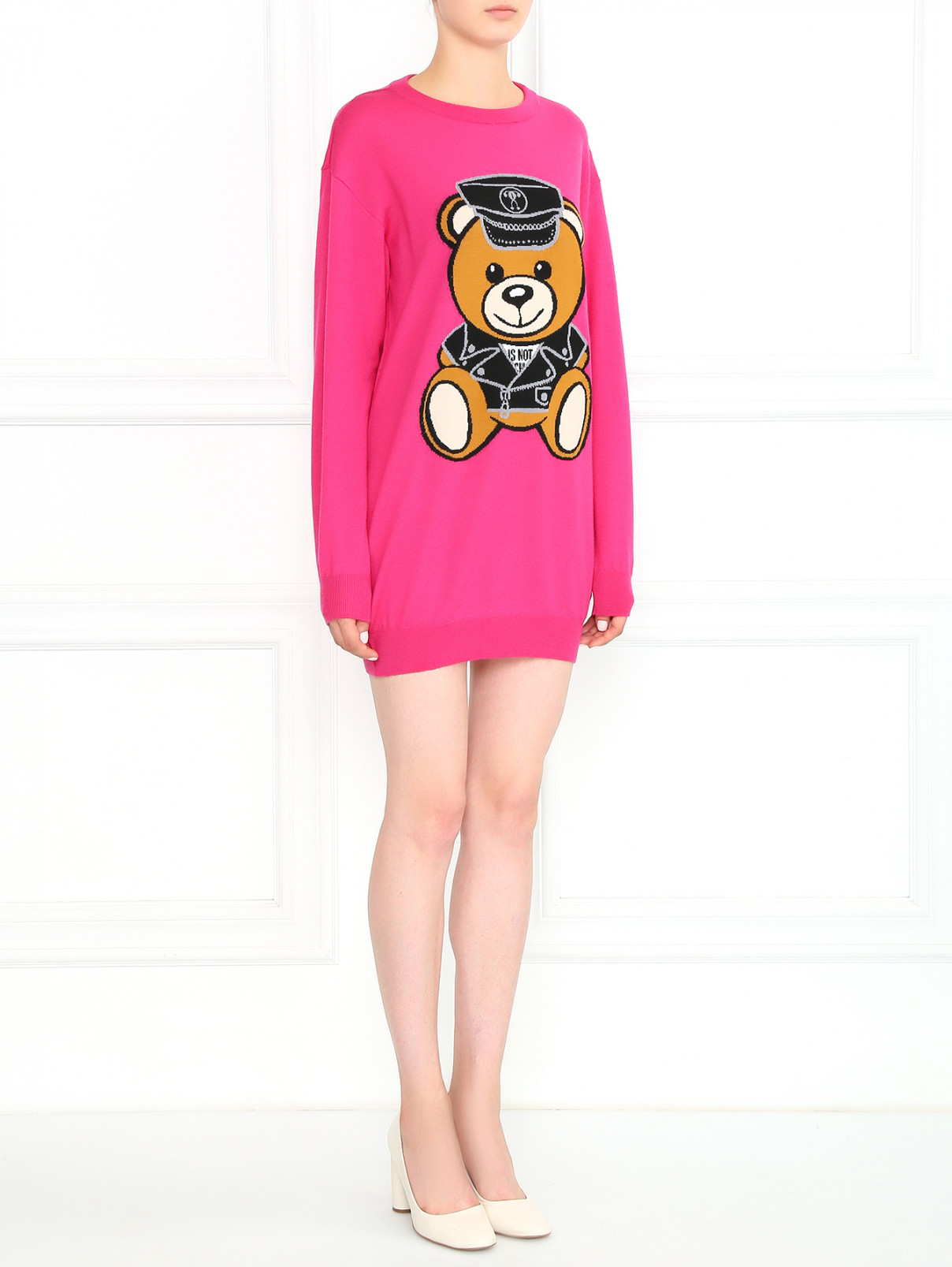 Платье из шерсти с узором Moschino Couture  –  Модель Общий вид  – Цвет:  Розовый