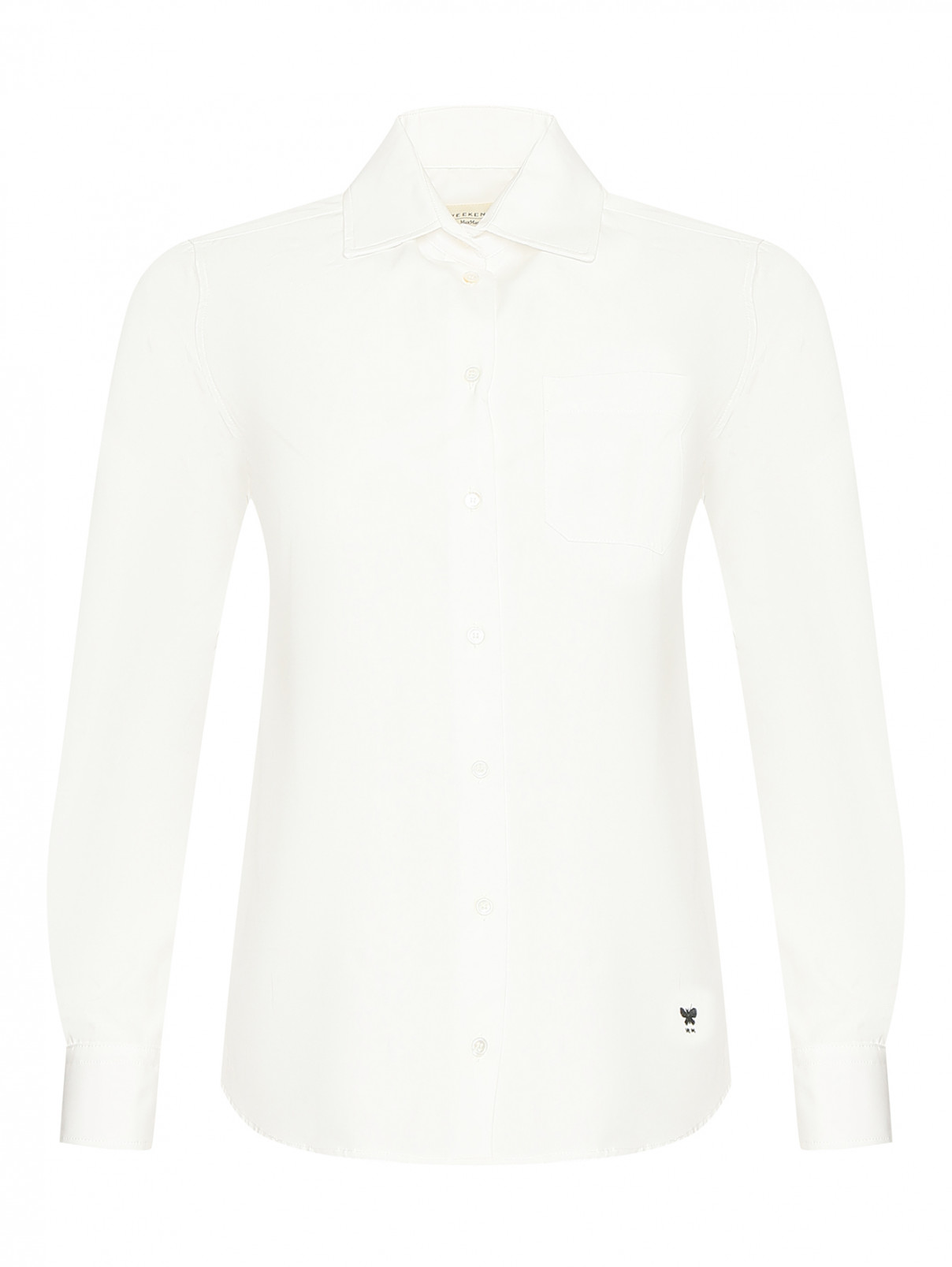 Однотонная рубашка из хлопка Weekend Max Mara  –  Общий вид  – Цвет:  Белый
