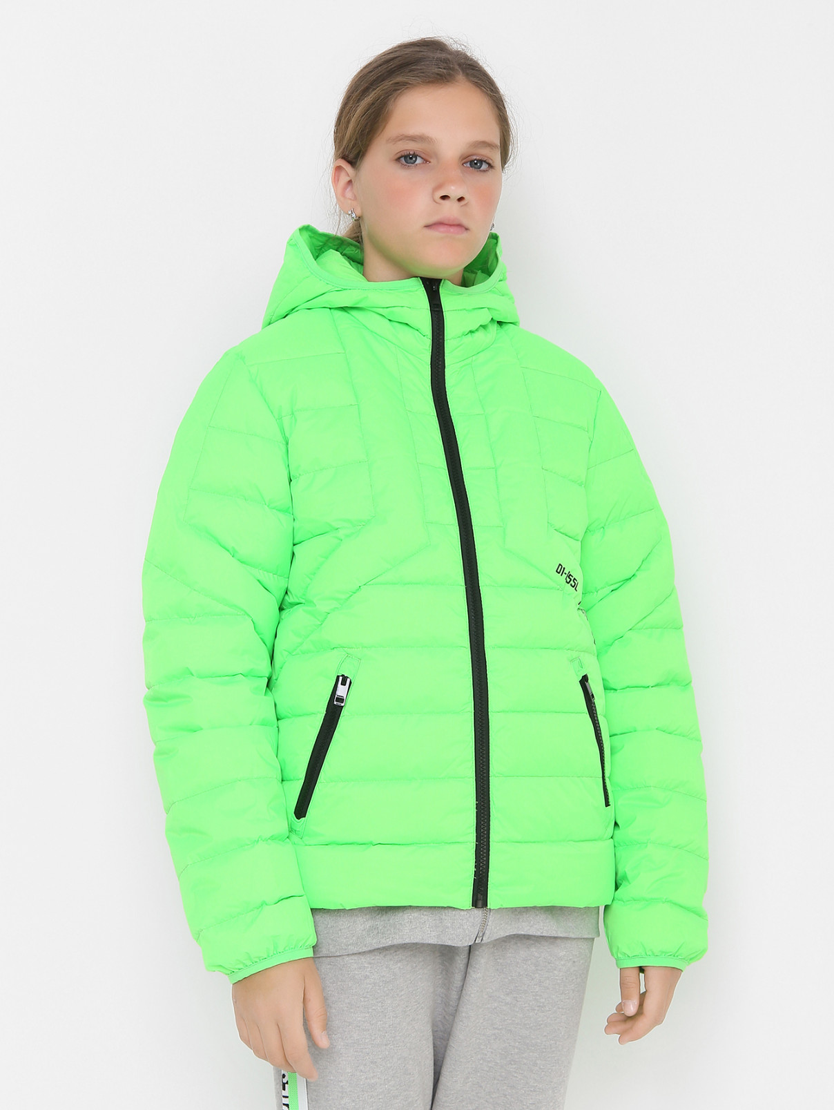 Пуховая куртка с карманами Diesel  –  МодельВерхНиз  – Цвет:  Зеленый