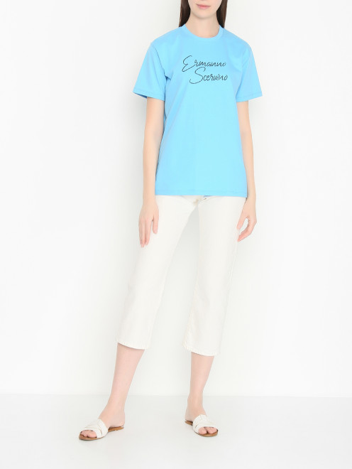 Футболка из хлопка с логотипом  Ermanno Scervino - МодельОбщийВид