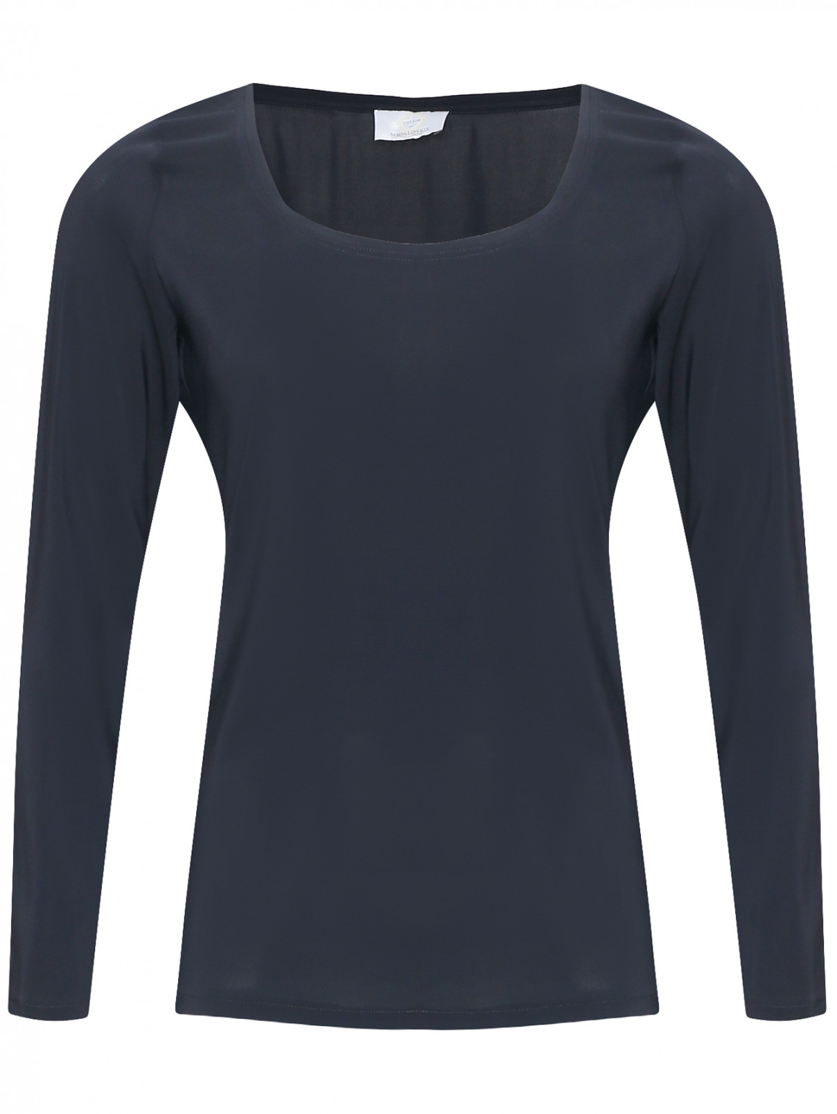 Блуза с круглым вырезом Marina Rinaldi  –  Общий вид  – Цвет:  Синий