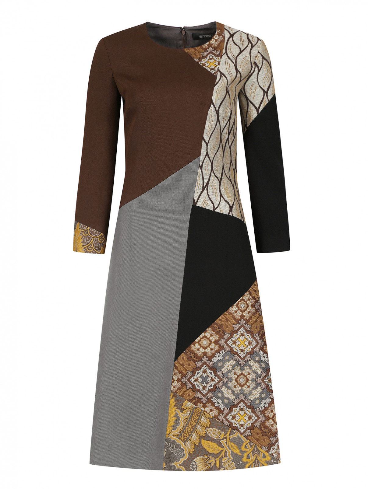 Платье-миди из шерсти с узором Etro  –  Общий вид  – Цвет:  Мультиколор