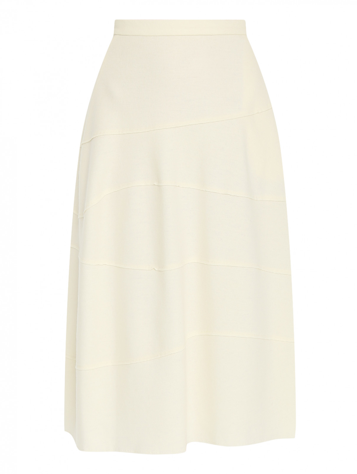 Юбка-миди из шерсти с боковыми карманами Jil Sander  –  Общий вид  – Цвет:  Белый