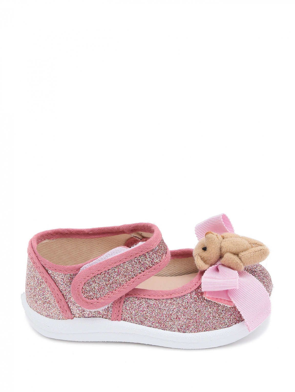 Туфли на липучке с декором MONNALISA  –  Обтравка1  – Цвет:  Розовый