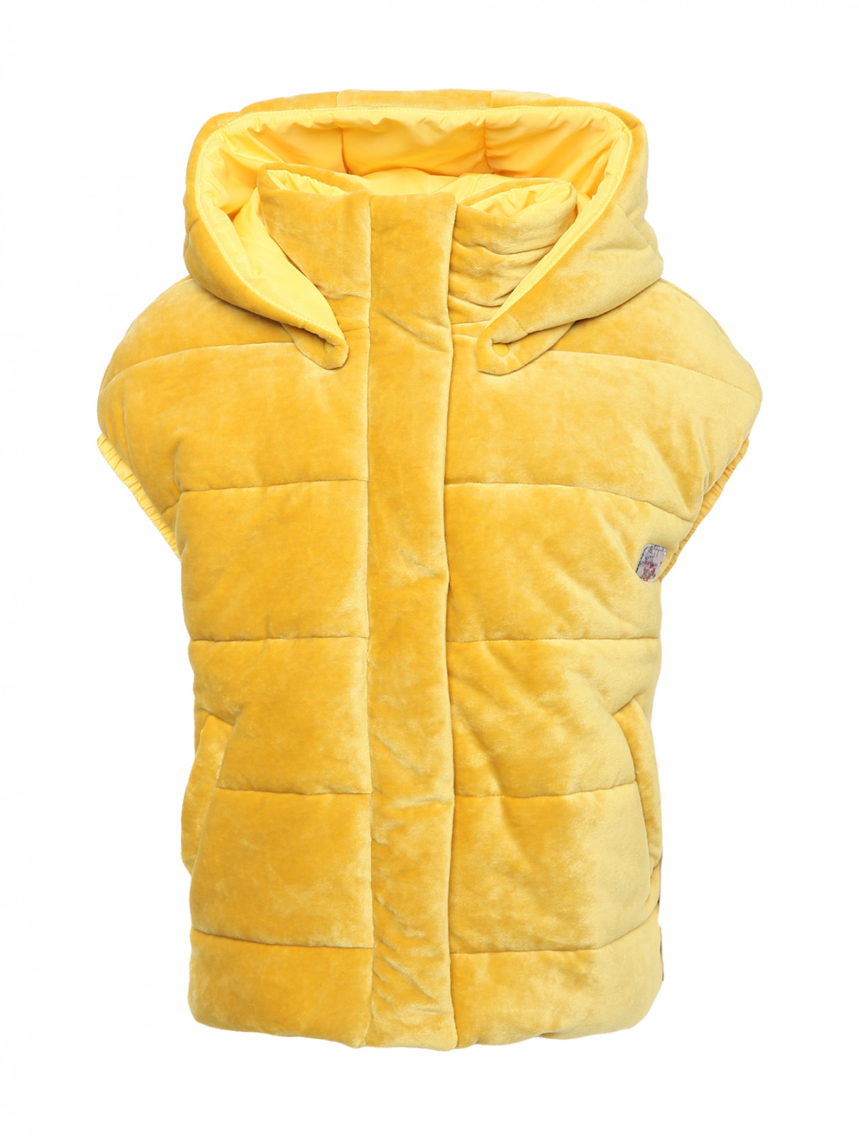 Утепленный жилет с капюшоном MONNALISA  –  Общий вид  – Цвет:  Желтый